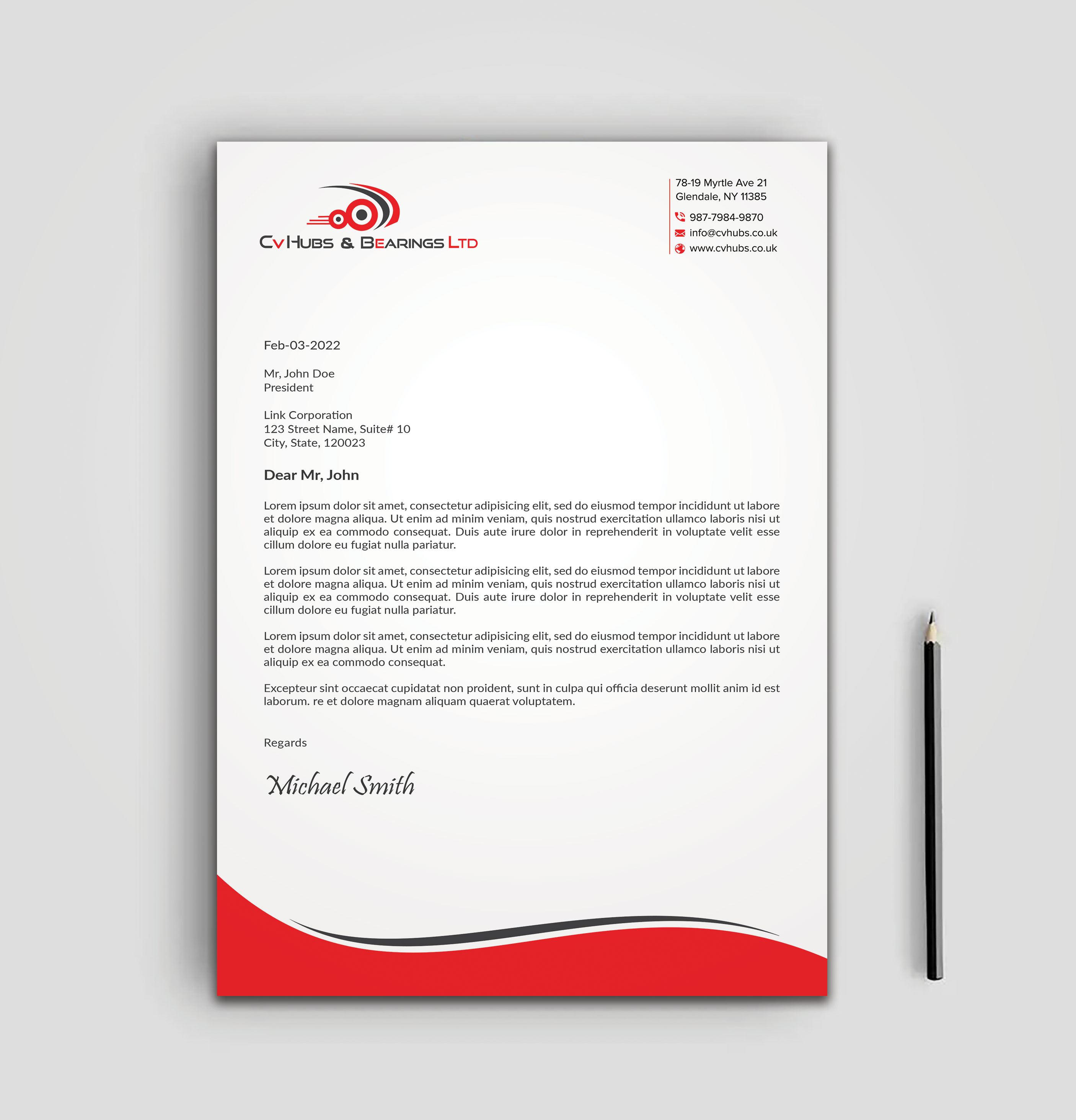 Stationery Design by sadikul islam for CV Hubs & Bearings Ltd | Design #30558237