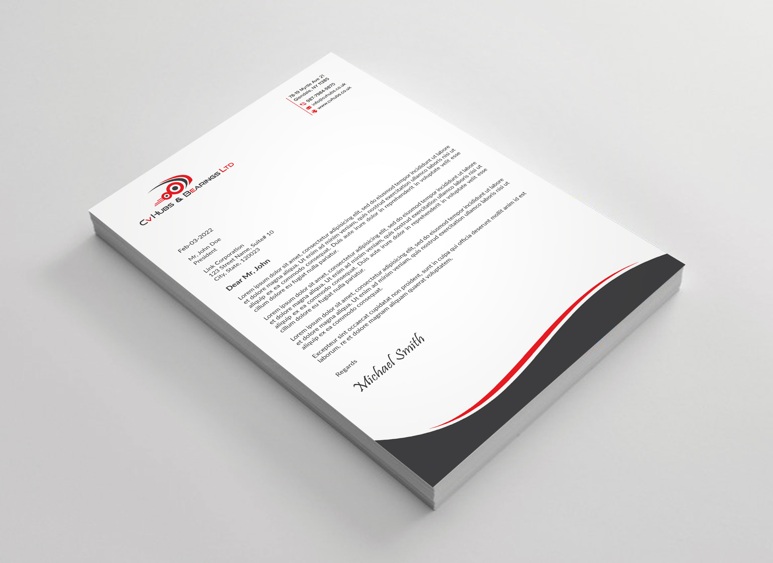 Stationery Design by sadikul islam for CV Hubs & Bearings Ltd | Design #30558312