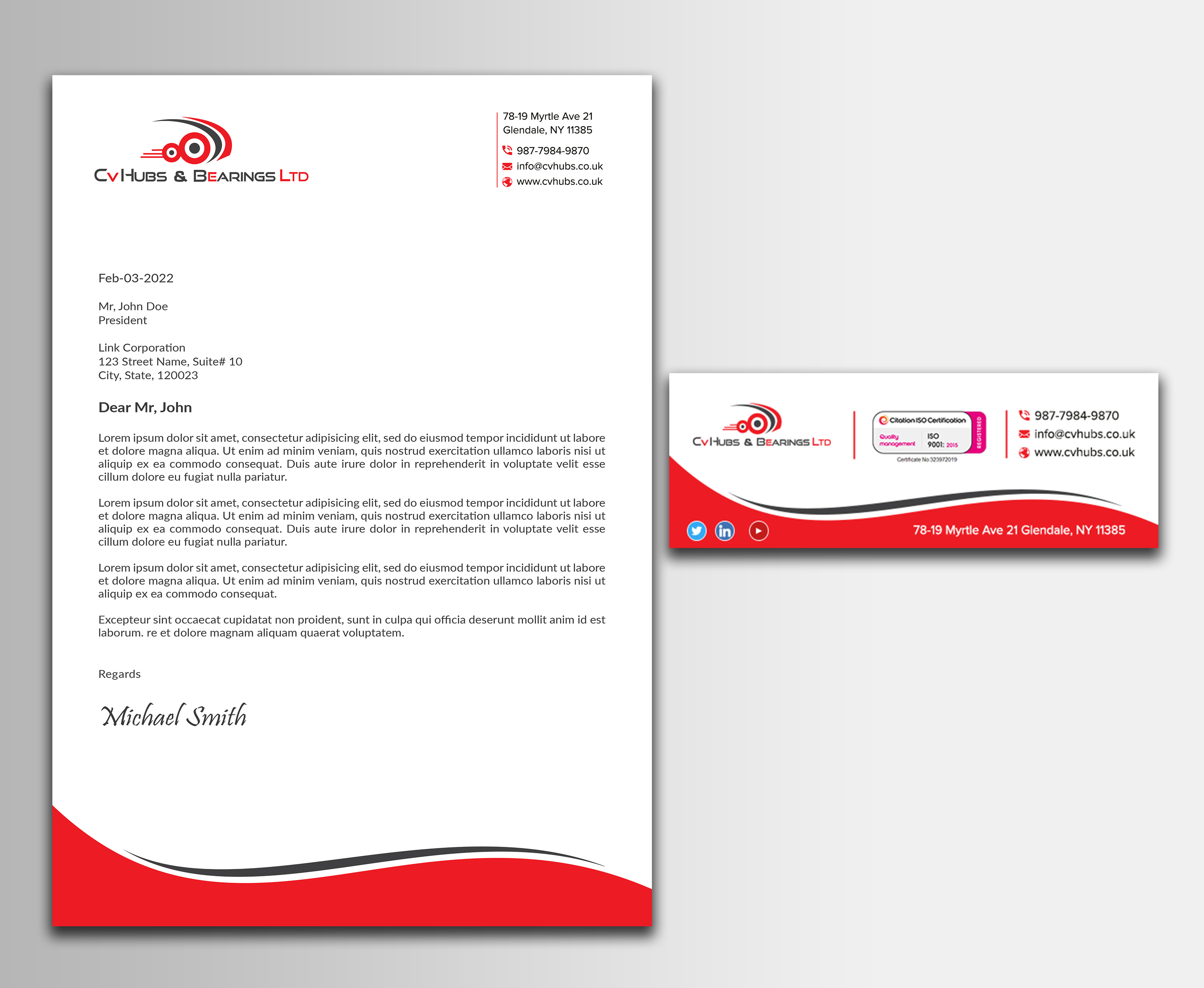 Stationery Design by sadikul islam for CV Hubs & Bearings Ltd | Design #30558313
