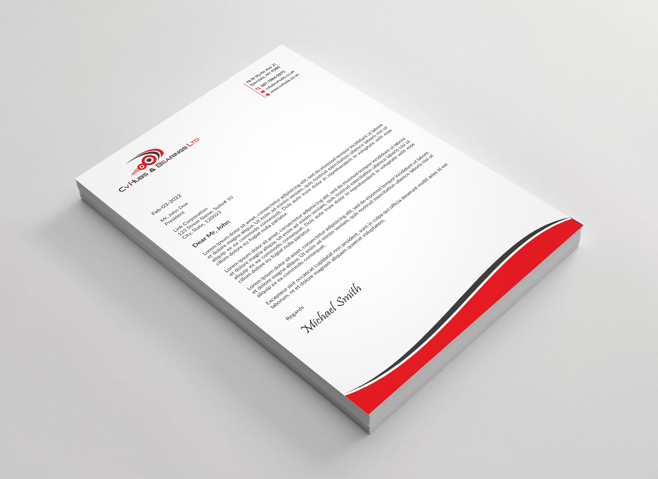 Stationery Design by sadikul islam for CV Hubs & Bearings Ltd | Design #30558376