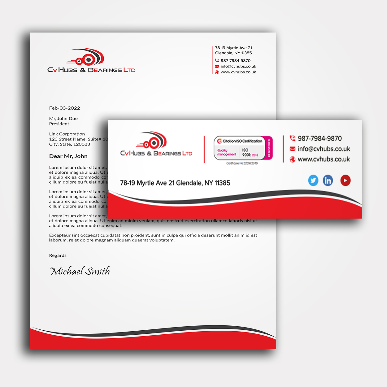 Stationery Design by sadikul islam for CV Hubs & Bearings Ltd | Design #30558377