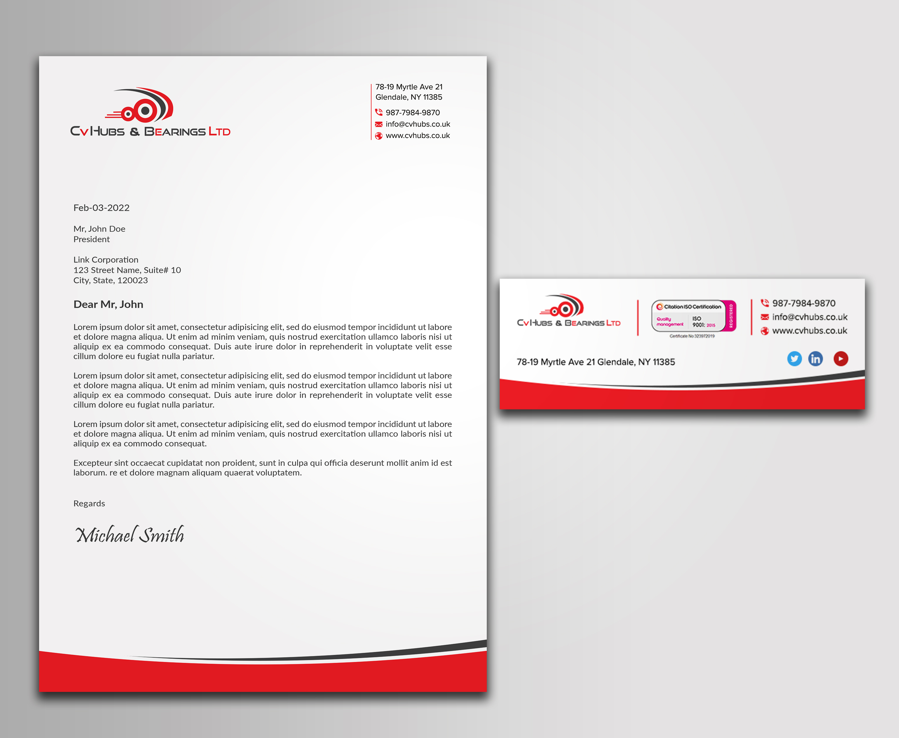 Stationery Design by sadikul islam for CV Hubs & Bearings Ltd | Design #30558387