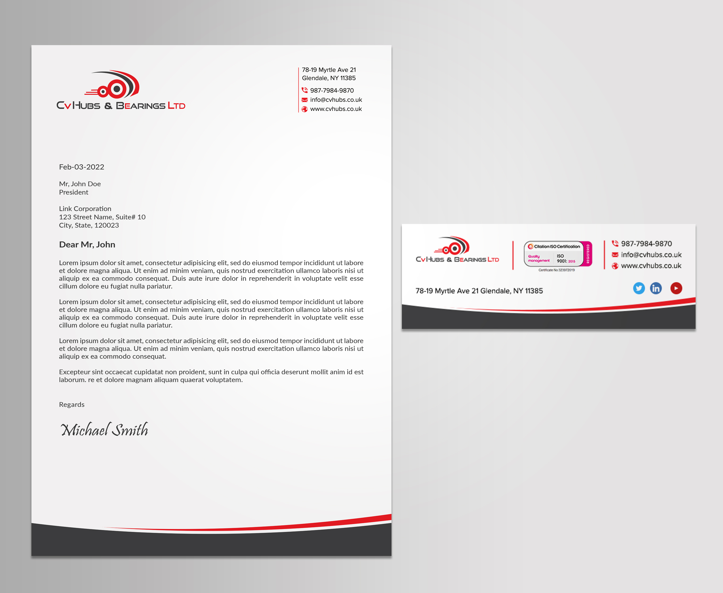 Stationery Design by sadikul islam for CV Hubs & Bearings Ltd | Design #30558395