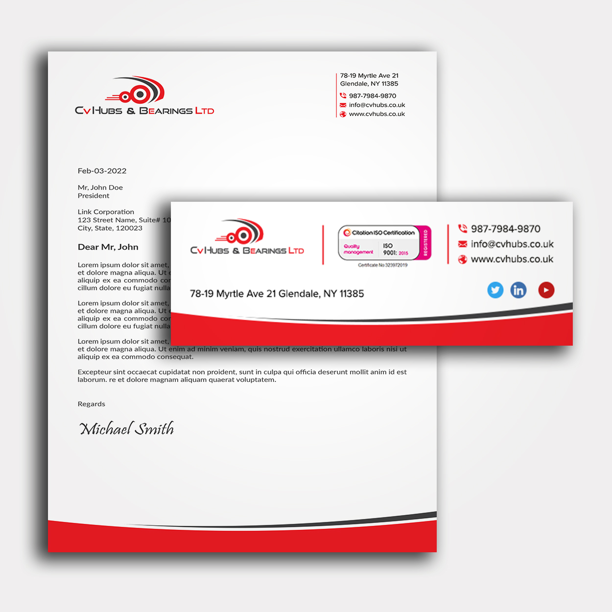 Stationery Design by sadikul islam for CV Hubs & Bearings Ltd | Design #30558397