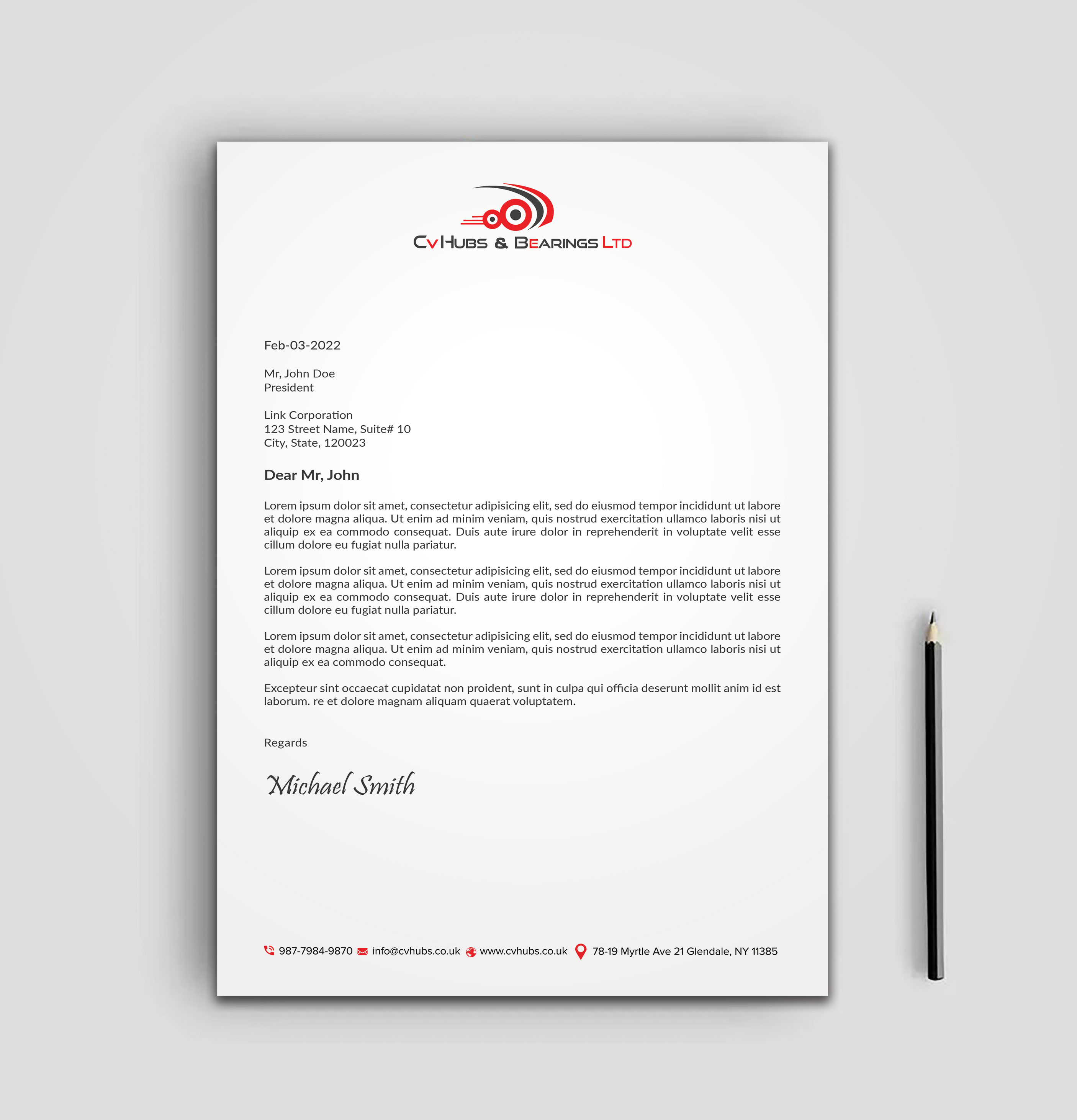 Design de Papeterie par sadikul islam pour CV Hubs & Bearings Ltd | Design #30558545