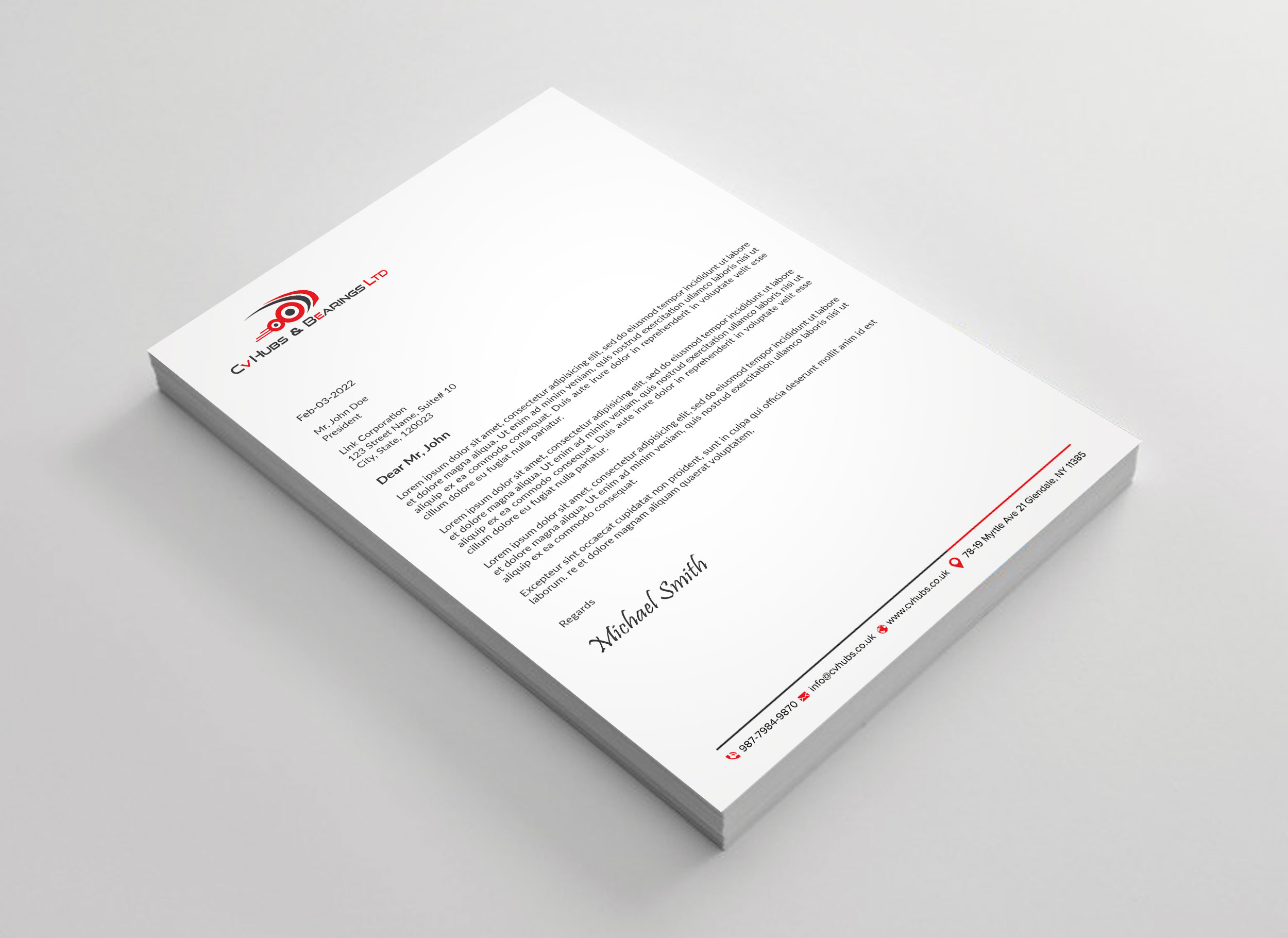 Stationery Design by sadikul islam for CV Hubs & Bearings Ltd | Design #30558550