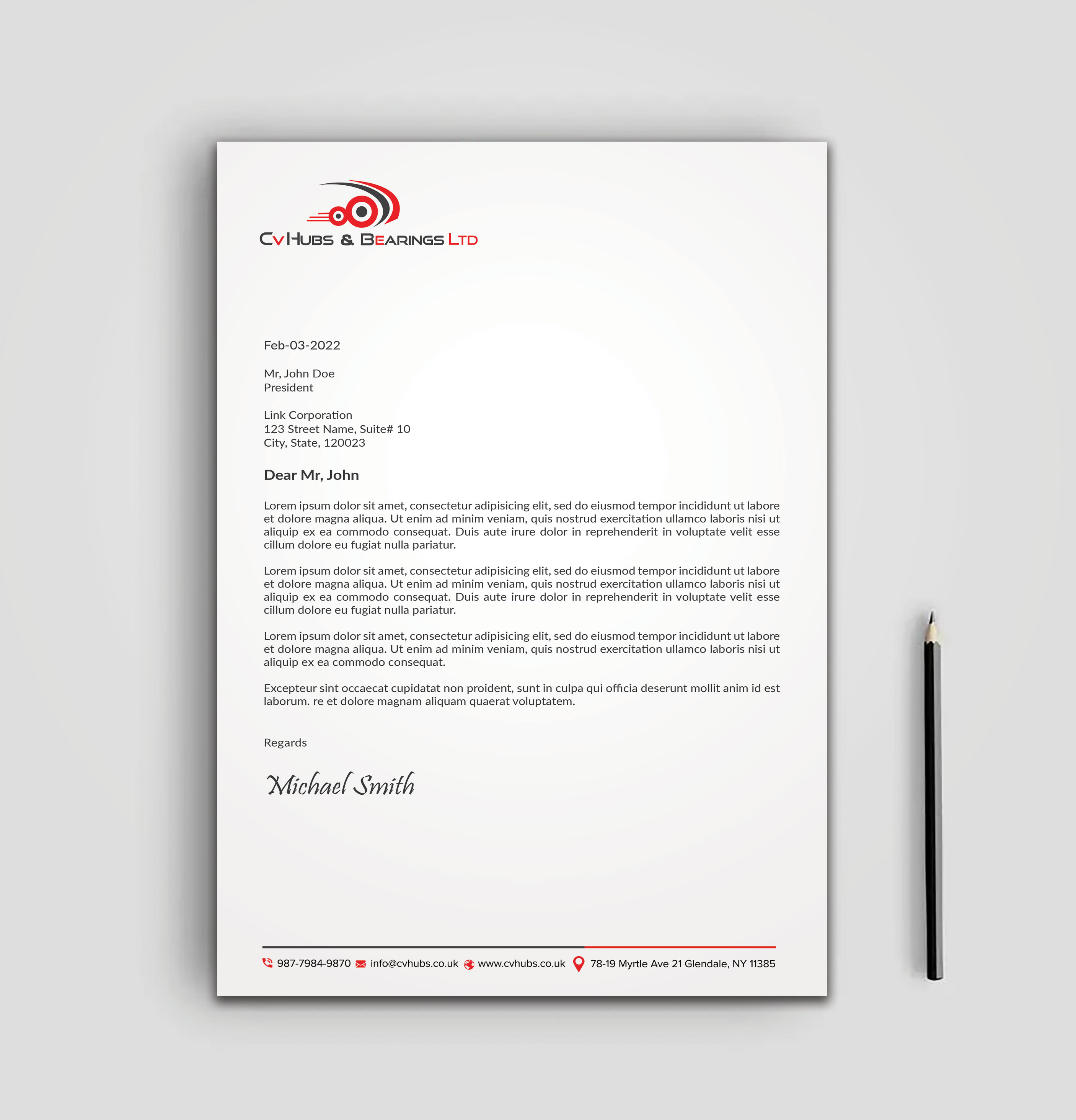 Stationery Design by sadikul islam for CV Hubs & Bearings Ltd | Design #30558551