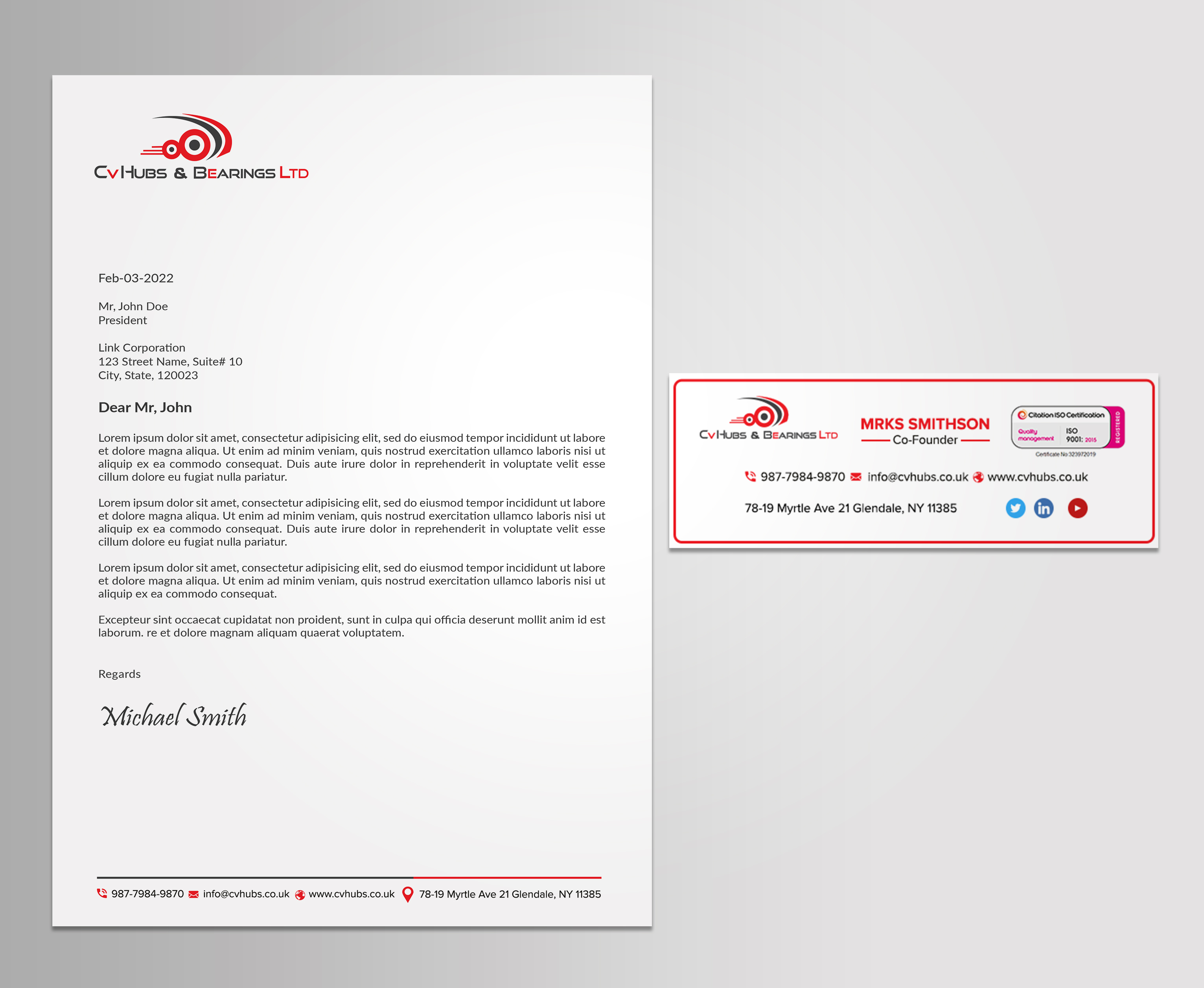 Stationery Design by sadikul islam for CV Hubs & Bearings Ltd | Design #30558552