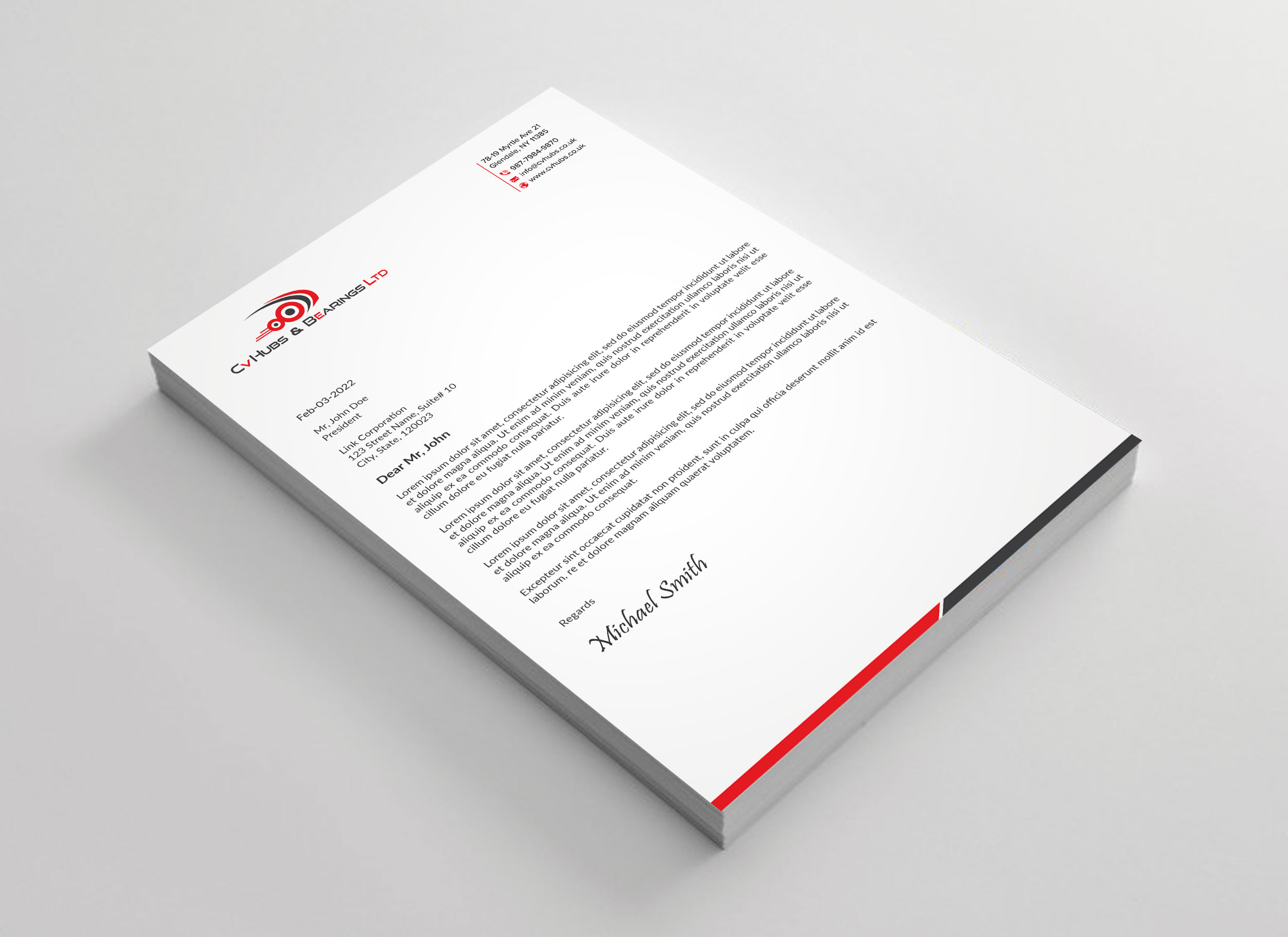 Stationery Design by sadikul islam for CV Hubs & Bearings Ltd | Design #30559866