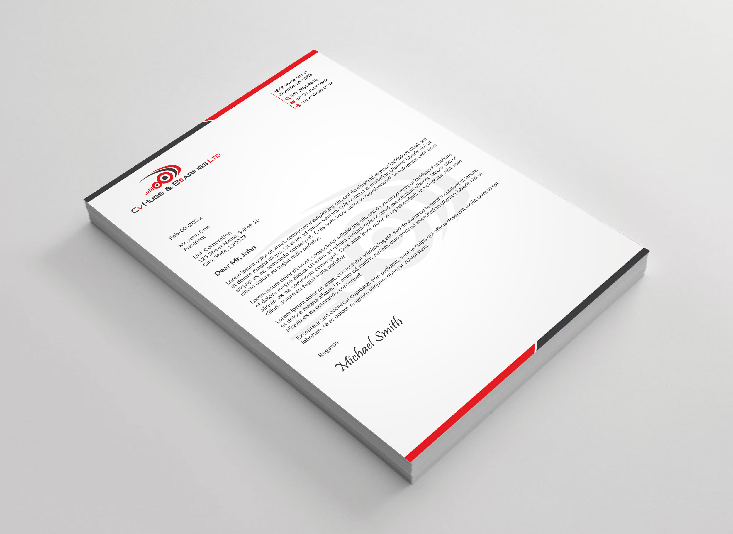Stationery Design by sadikul islam for CV Hubs & Bearings Ltd | Design #30559868