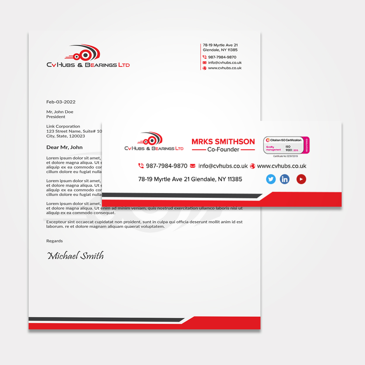 Stationery Design by sadikul islam for CV Hubs & Bearings Ltd | Design #30560290