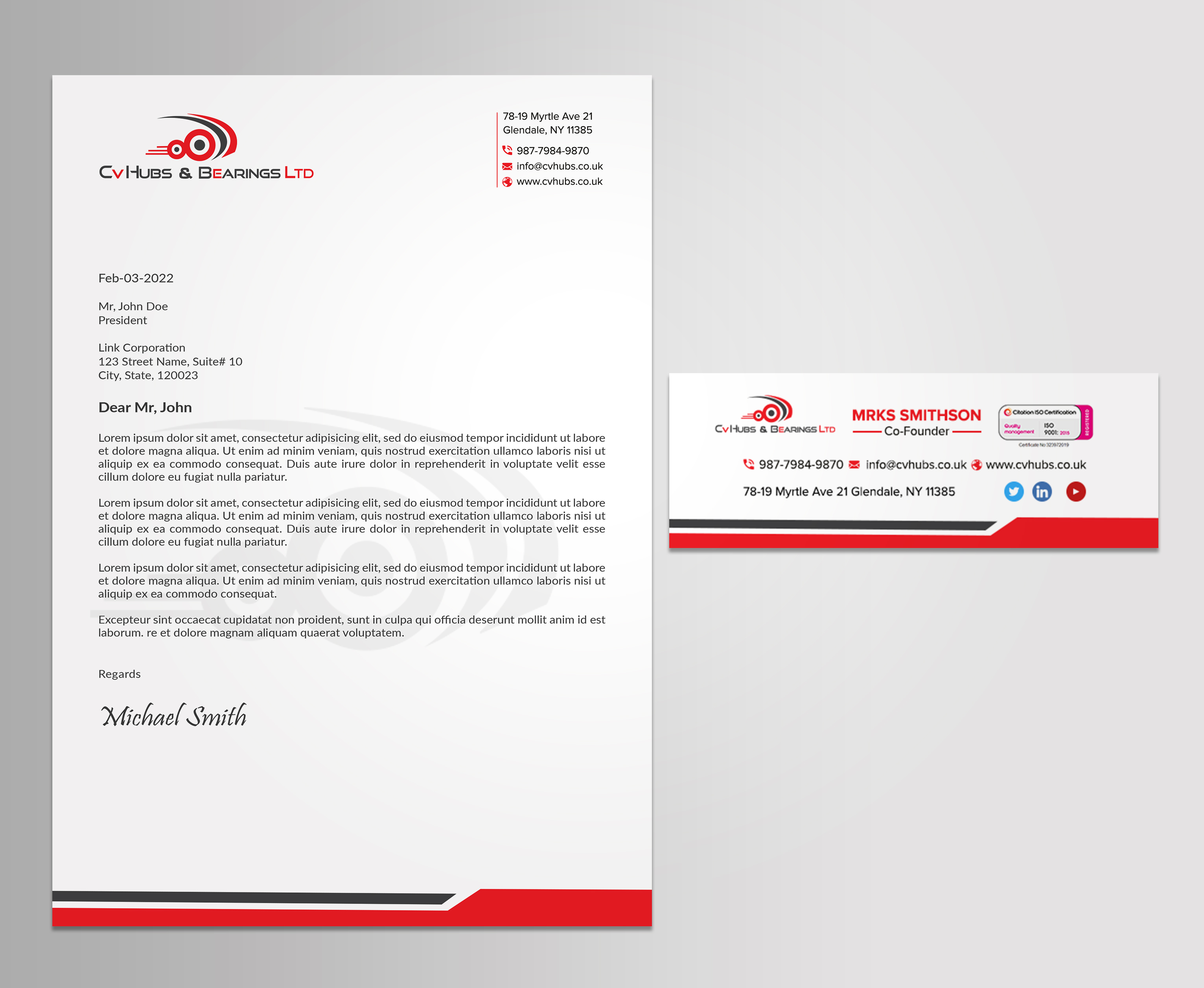Stationery Design by sadikul islam for CV Hubs & Bearings Ltd | Design #30560292