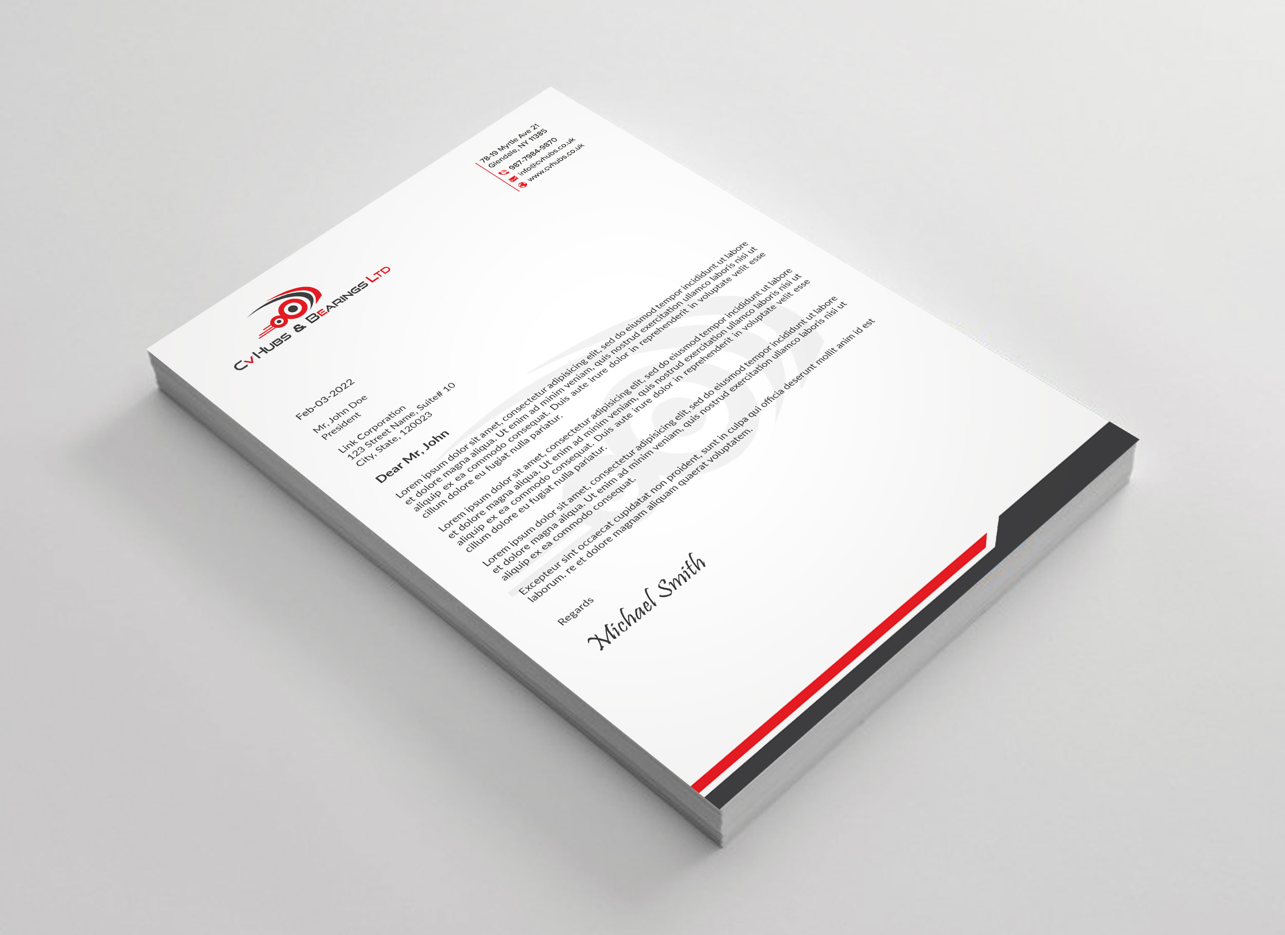 Stationery Design by sadikul islam for CV Hubs & Bearings Ltd | Design #30560304