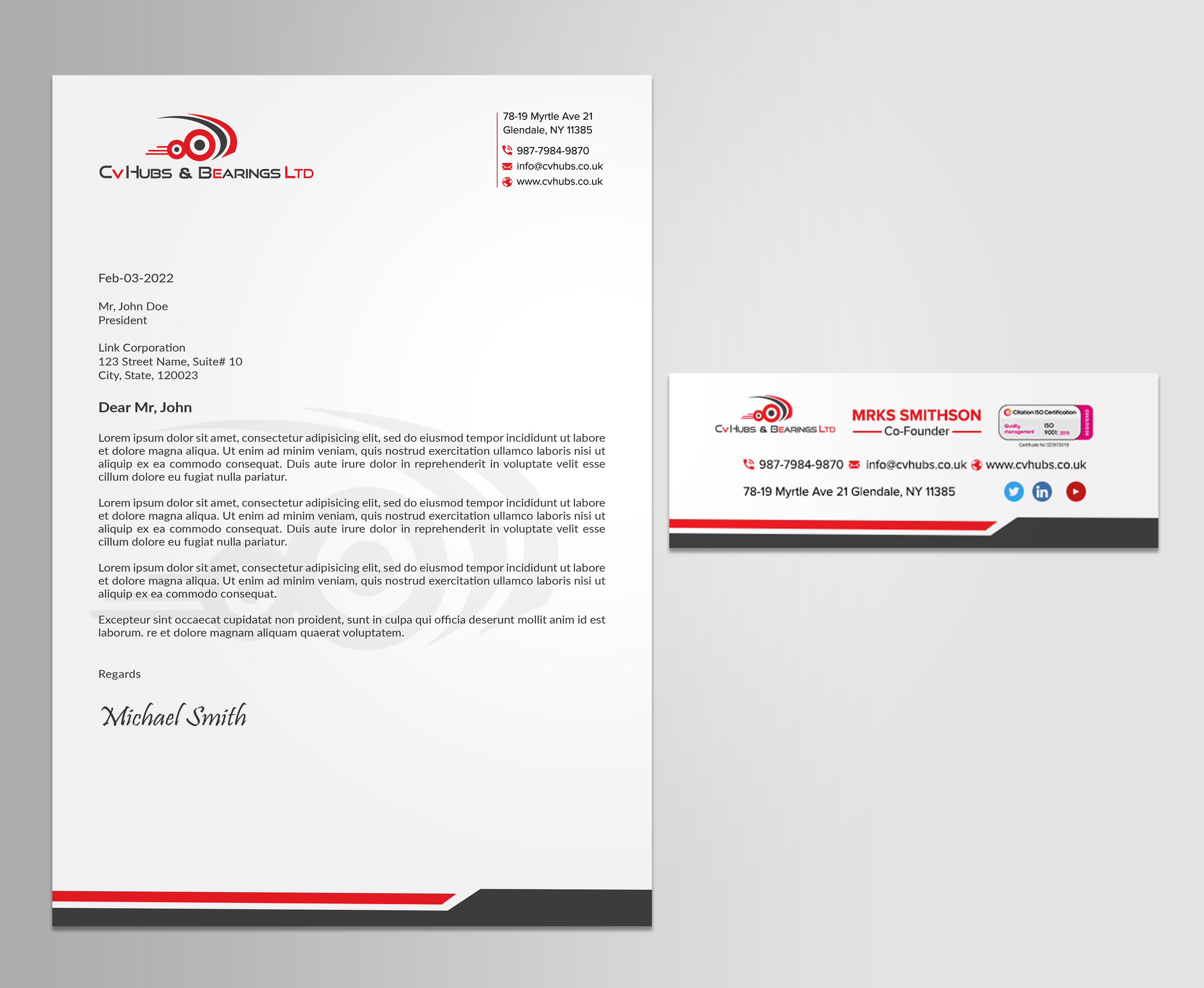 Stationery Design by sadikul islam for CV Hubs & Bearings Ltd | Design #30560305