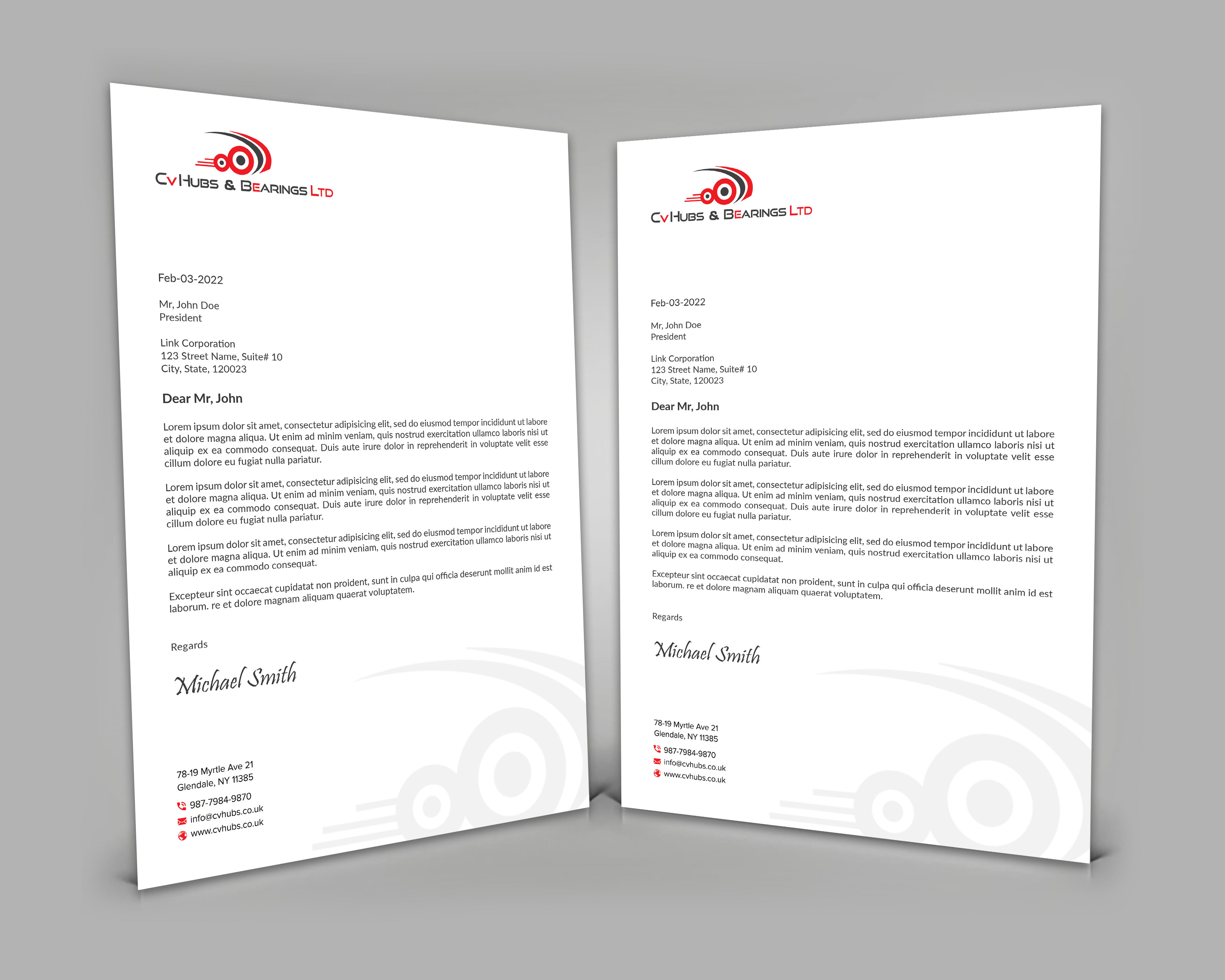 Stationery Design by sadikul islam for CV Hubs & Bearings Ltd | Design #30623190
