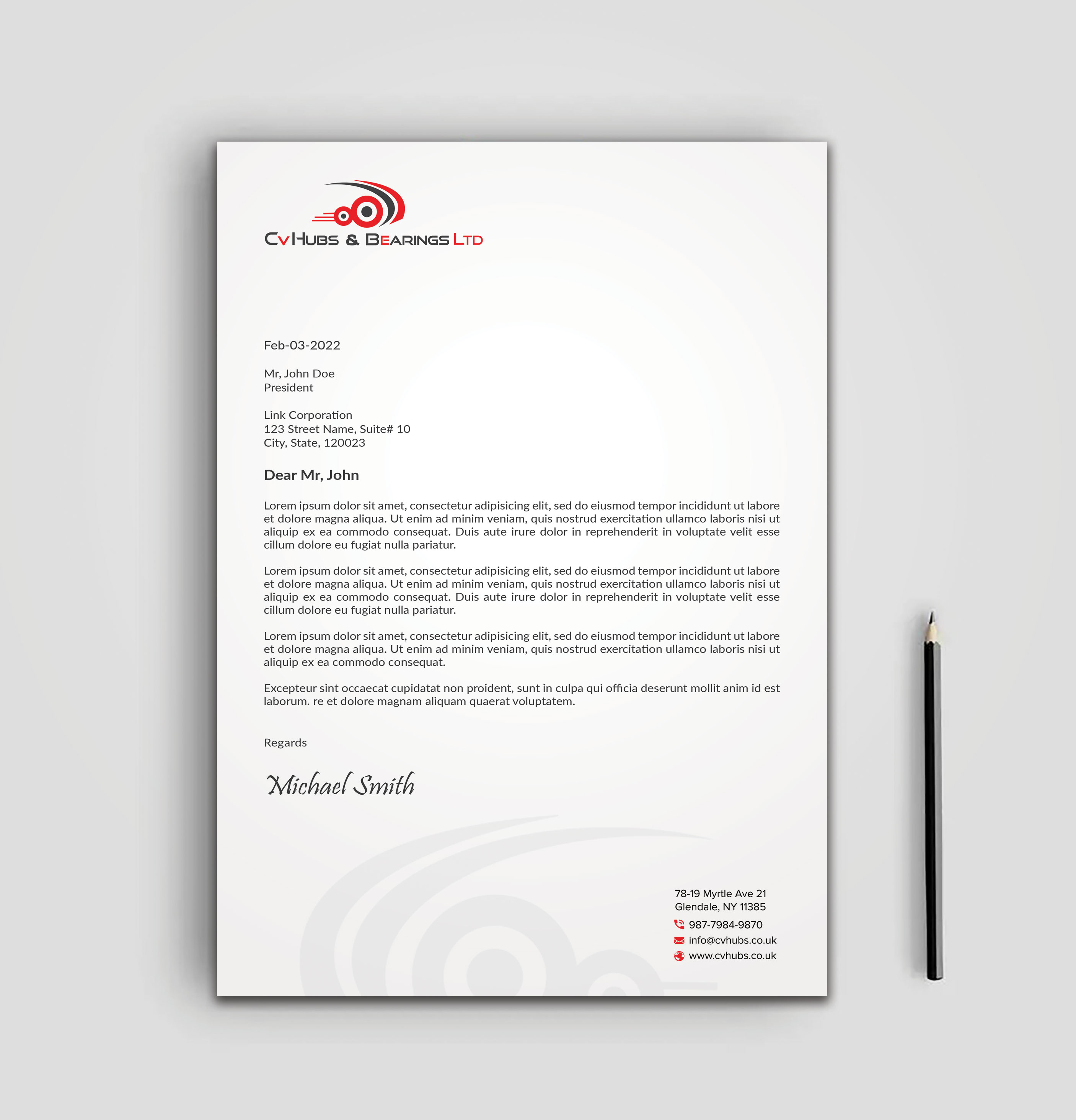 Stationery Design by sadikul islam for CV Hubs & Bearings Ltd | Design #30623427