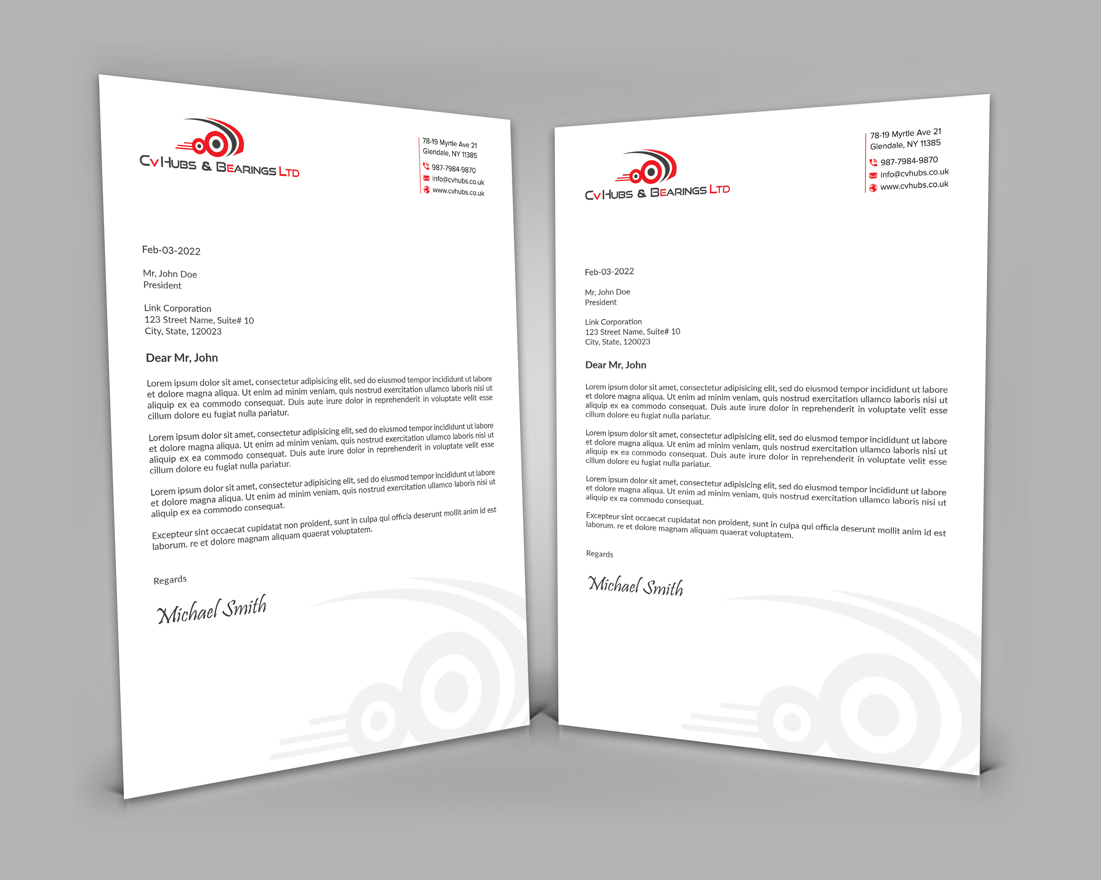 Schreibwaren-Design von sadikul islam für CV Hubs & Bearings Ltd | Design #30623429