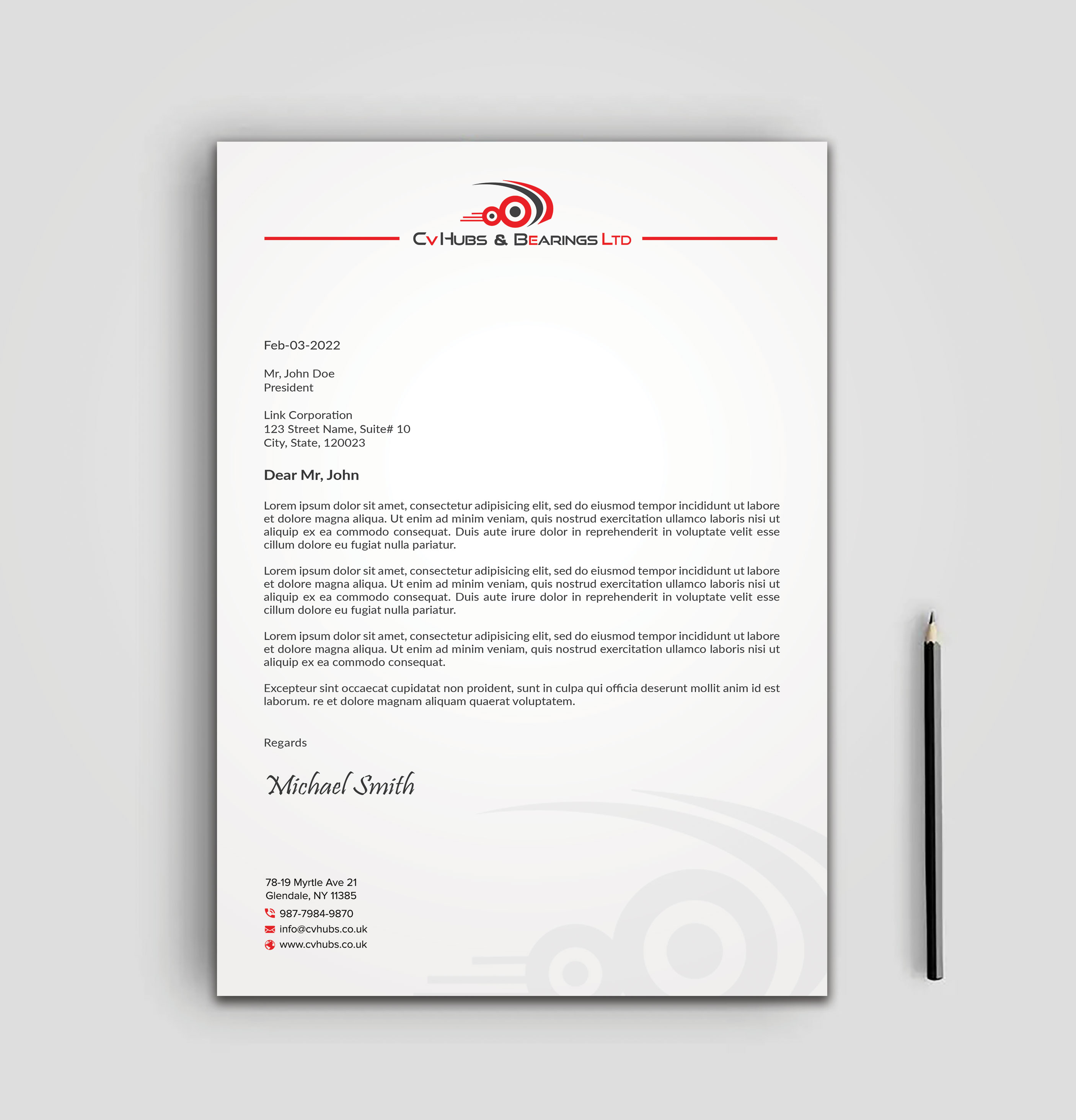 Stationery Design by sadikul islam for CV Hubs & Bearings Ltd | Design #30623439