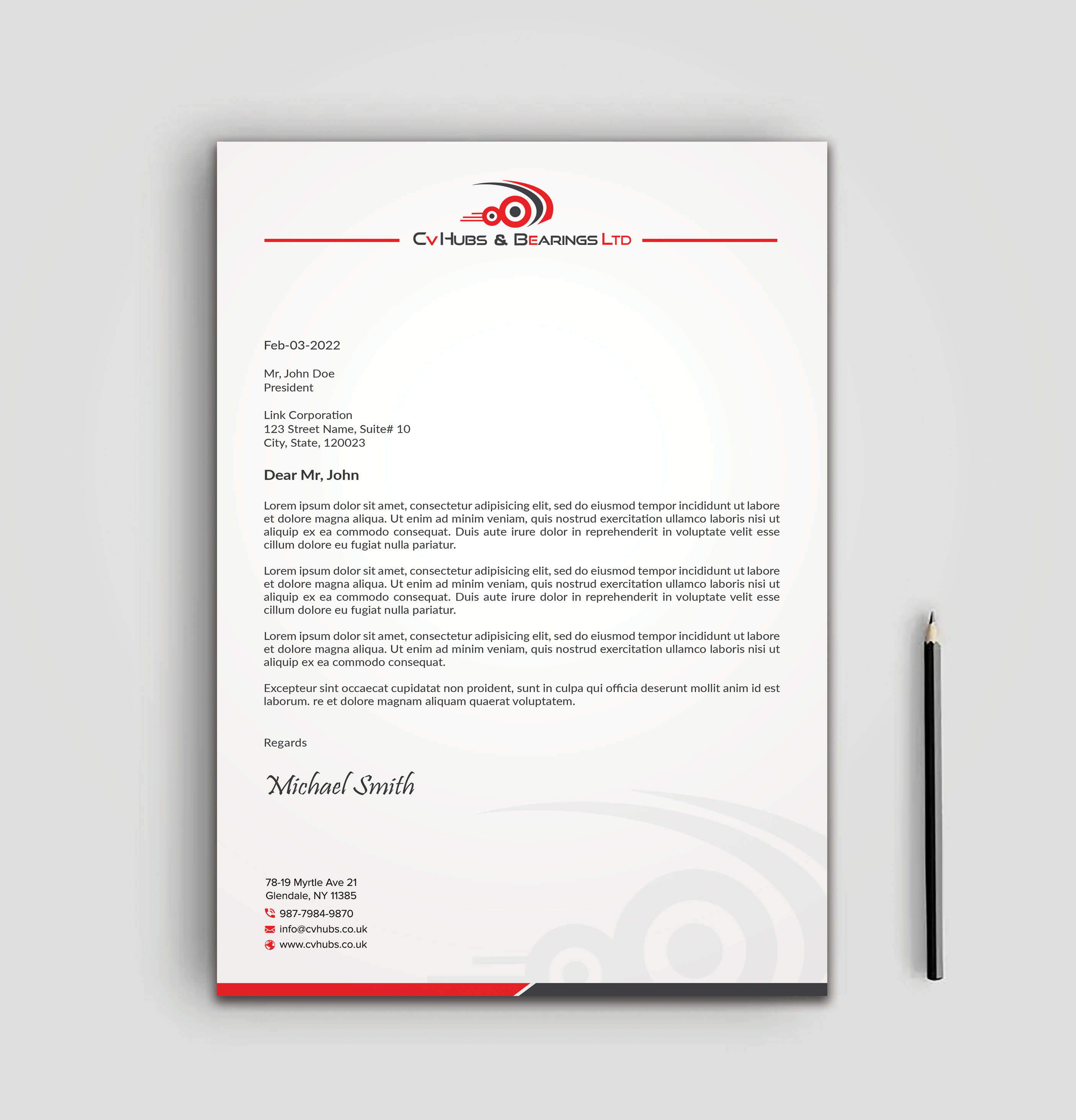Stationery Design by sadikul islam for CV Hubs & Bearings Ltd | Design #30623440