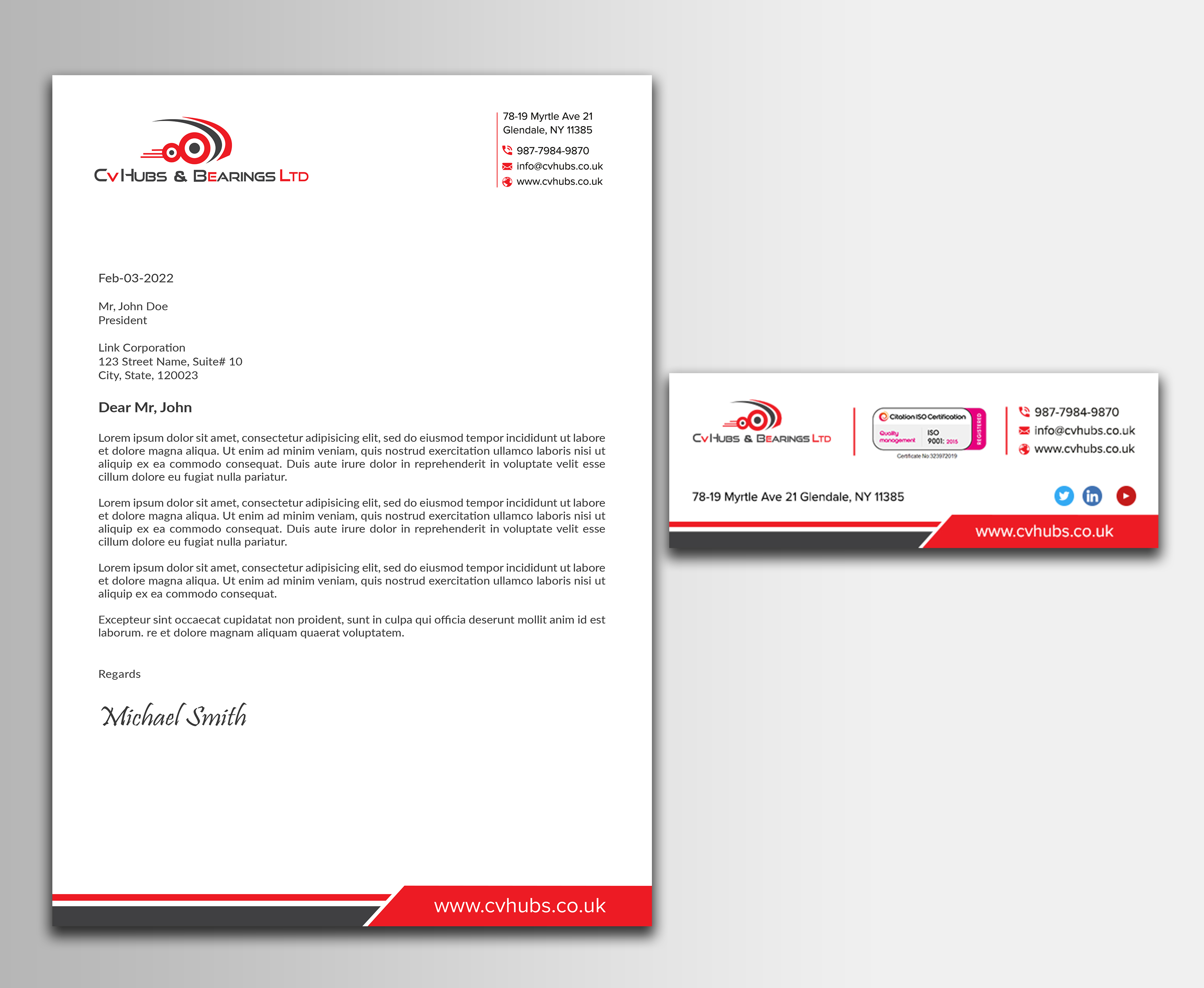 Stationery Design by sadikul islam for CV Hubs & Bearings Ltd | Design #30666284