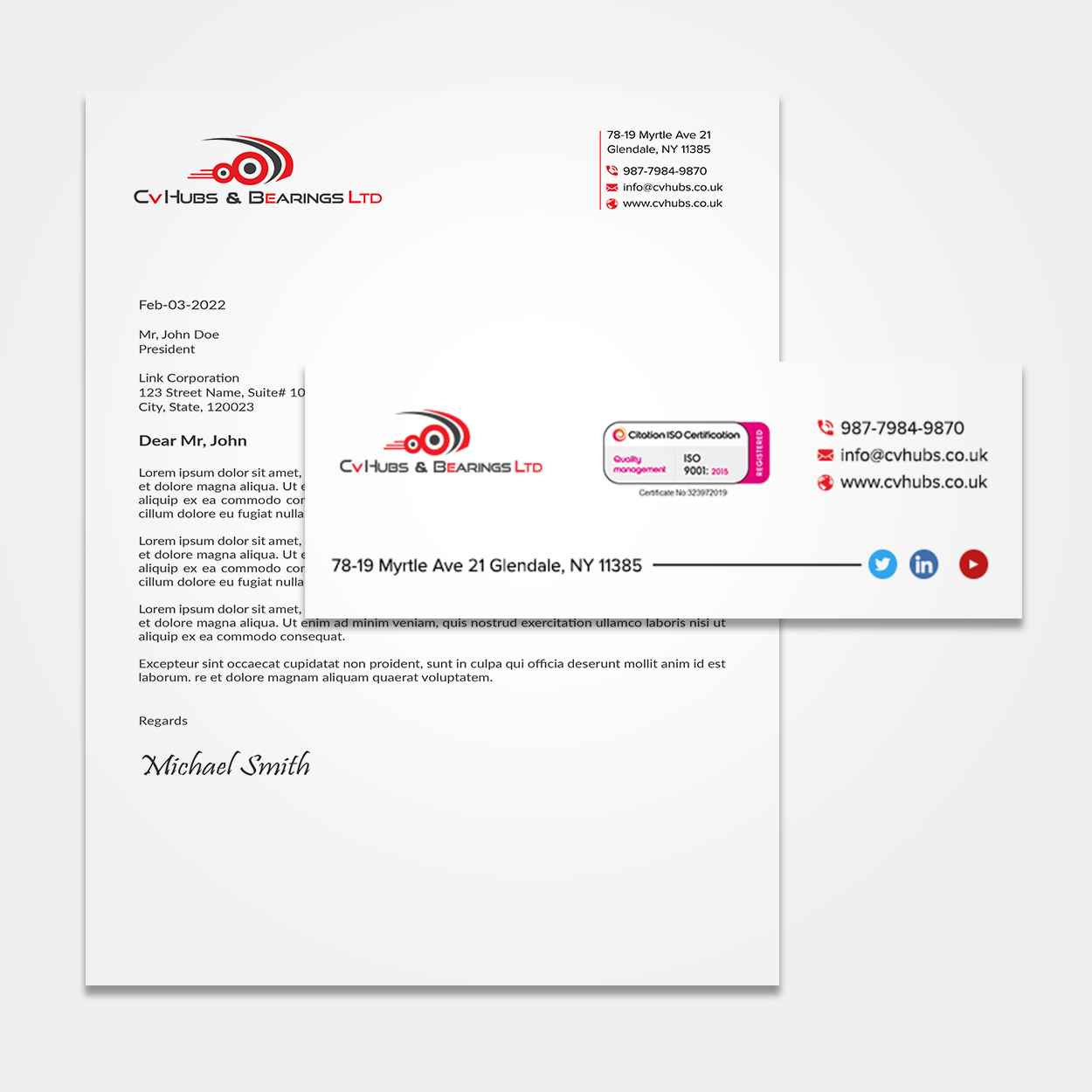 Stationery Design by sadikul islam for CV Hubs & Bearings Ltd | Design #30666286