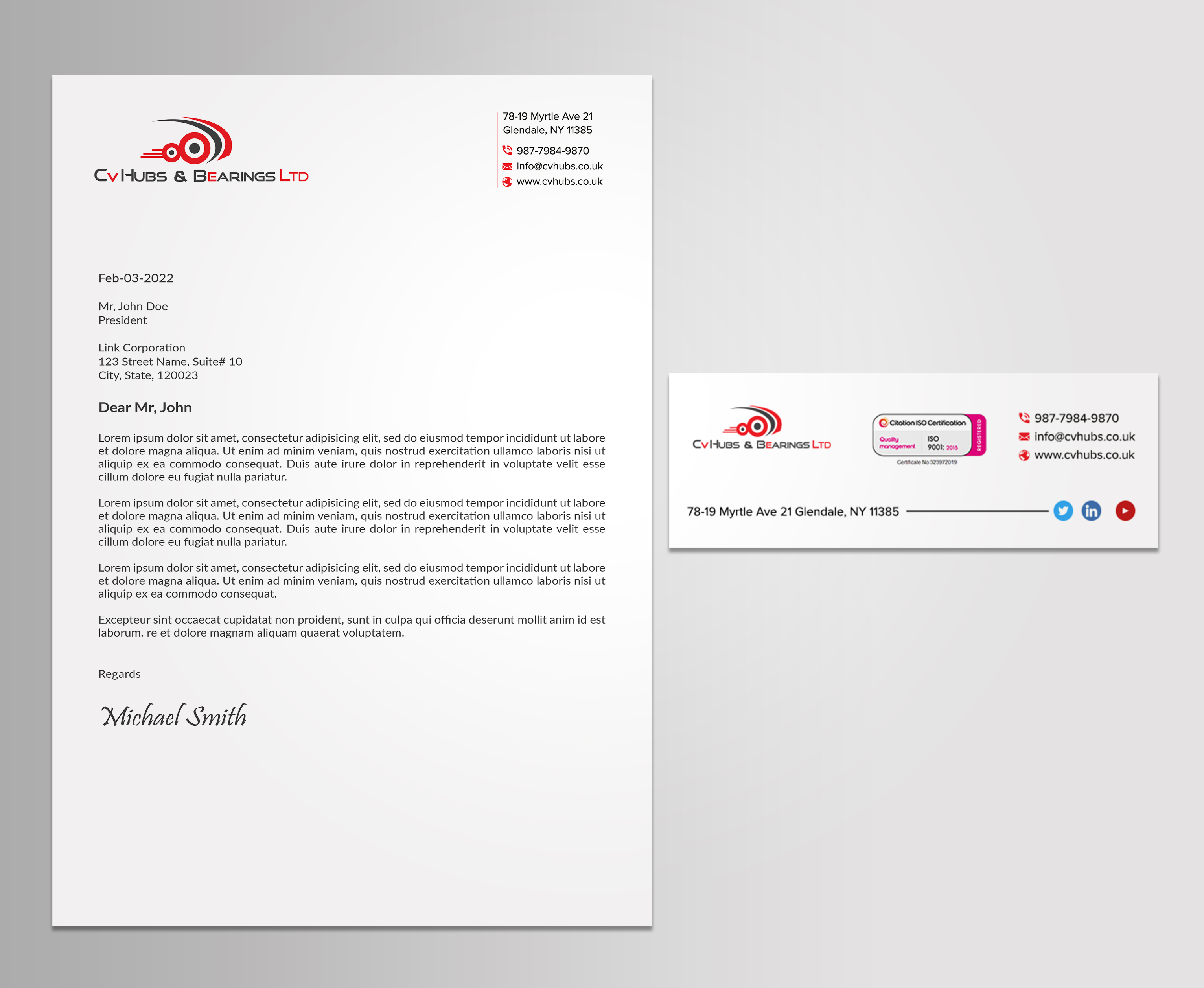 Stationery Design by sadikul islam for CV Hubs & Bearings Ltd | Design #30666288