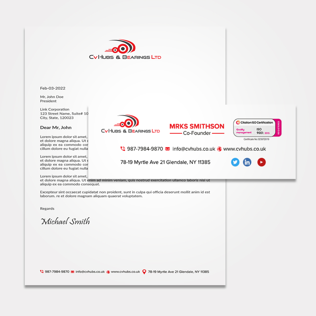 Stationery Design by sadikul islam for CV Hubs & Bearings Ltd | Design #30666297