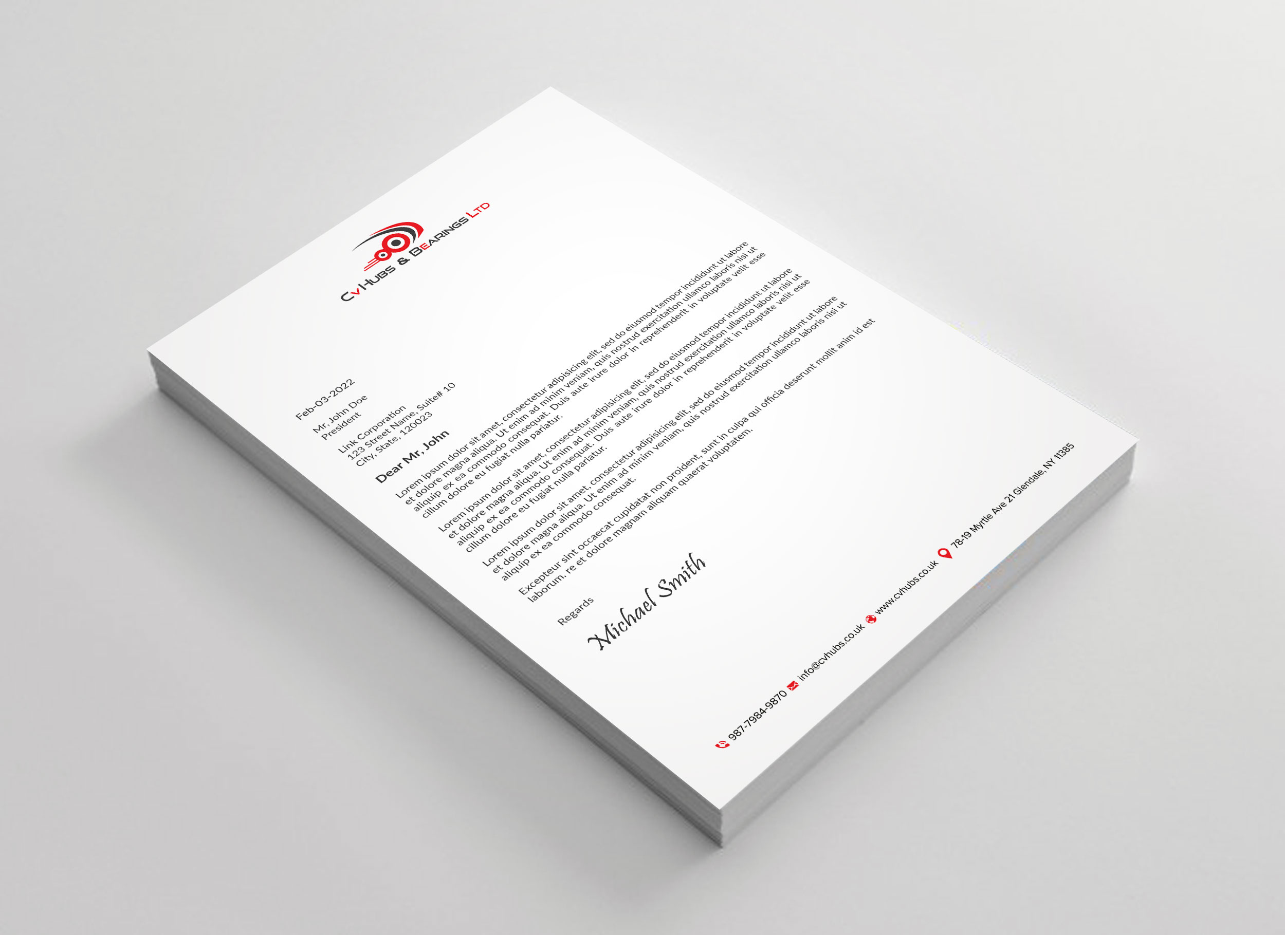Stationery Design by sadikul islam for CV Hubs & Bearings Ltd | Design #30666298