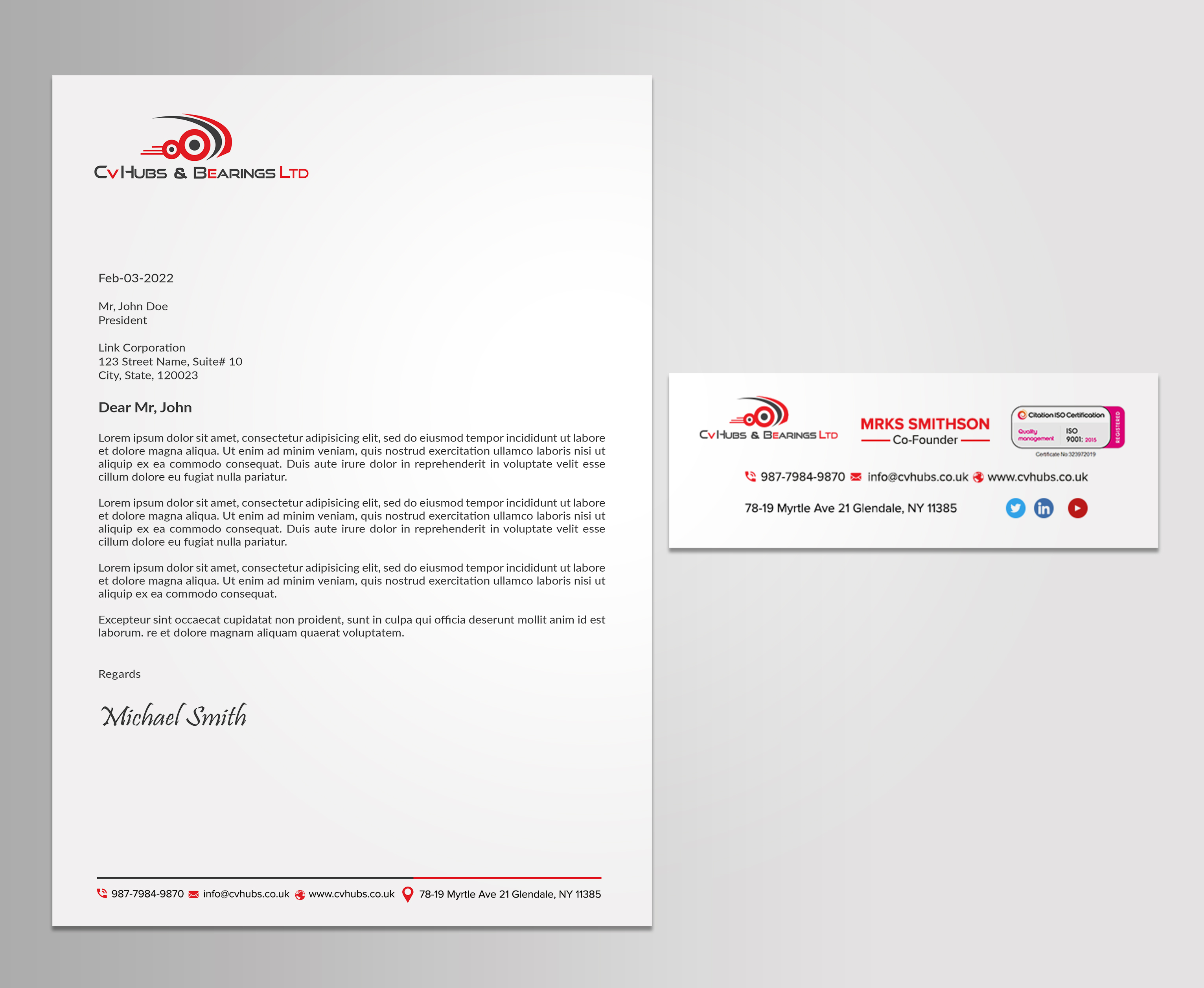 Stationery Design by sadikul islam for CV Hubs & Bearings Ltd | Design #30666300