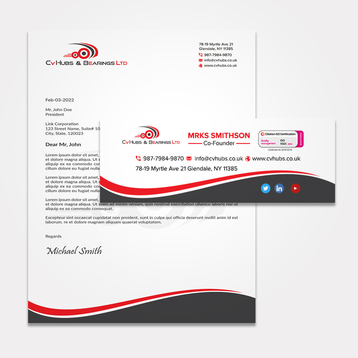 Stationery Design by sadikul islam for CV Hubs & Bearings Ltd | Design #30675587