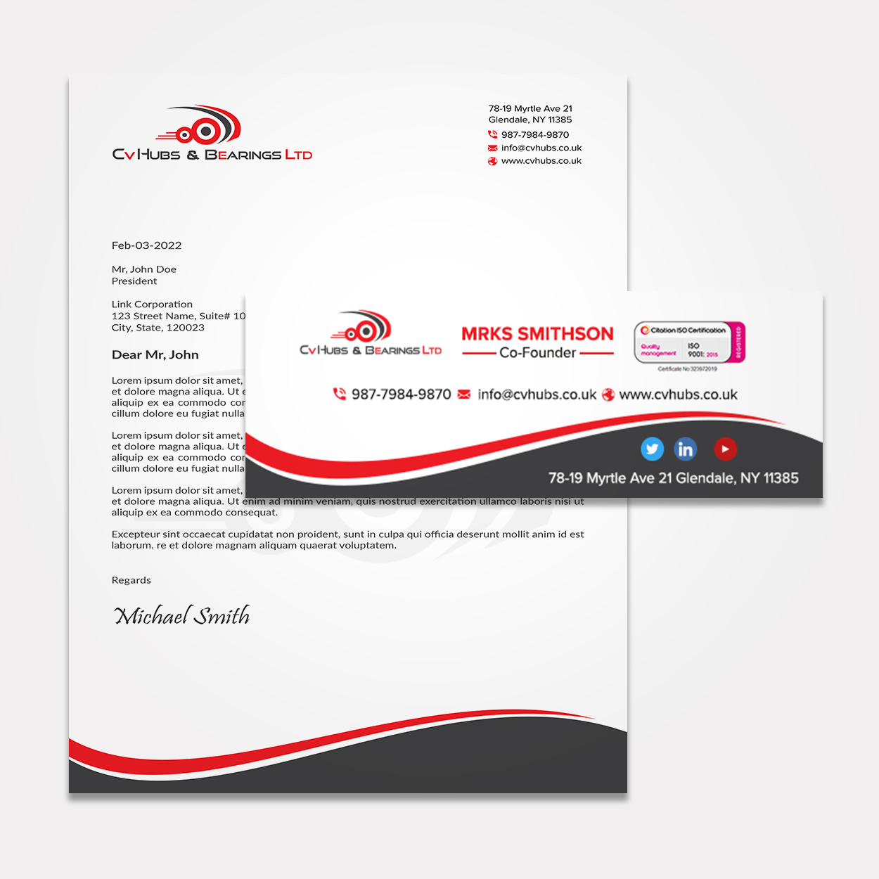 Stationery Design by sadikul islam for CV Hubs & Bearings Ltd | Design #30675588