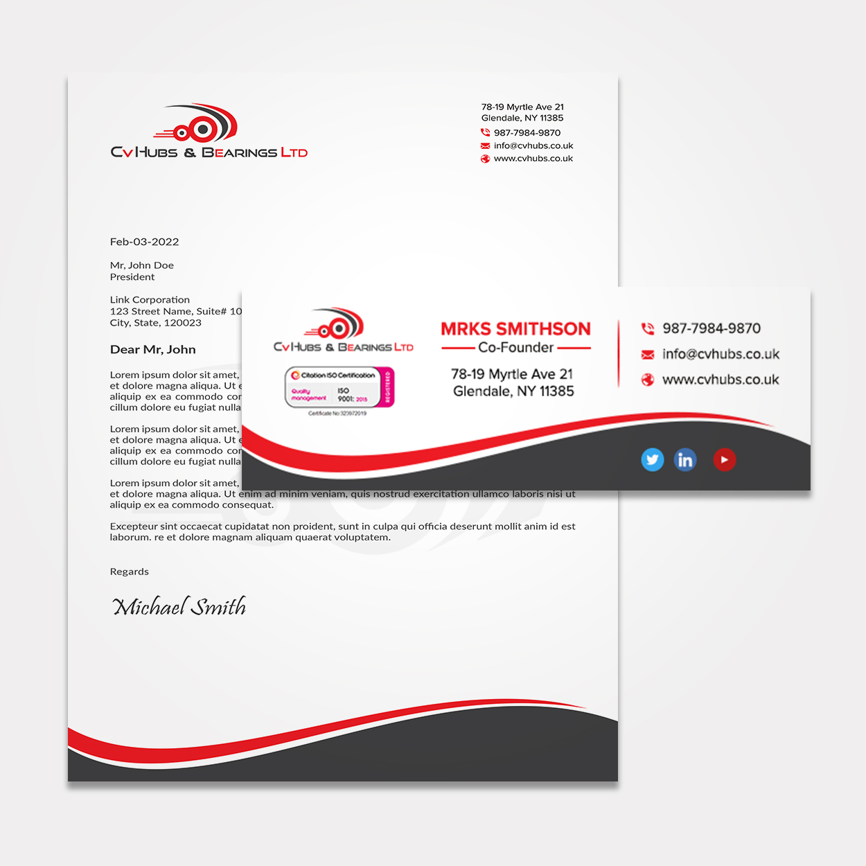 Stationery Design by sadikul islam for CV Hubs & Bearings Ltd | Design #30675656