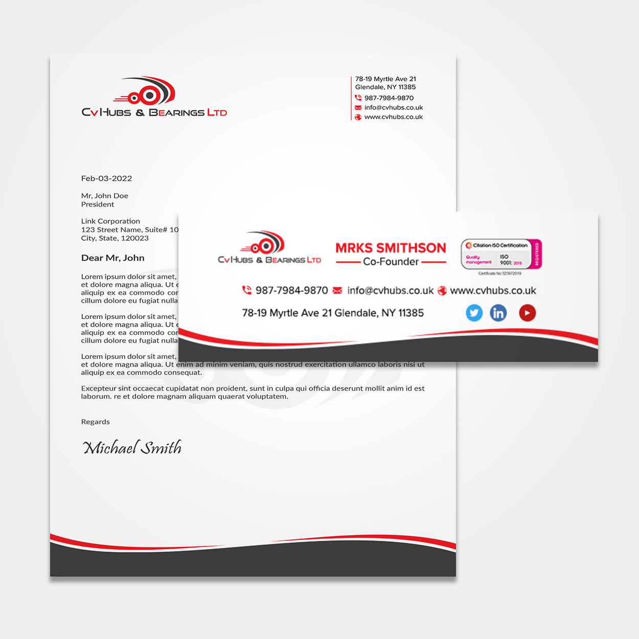 Diseño de Papelería por sadikul islam para CV Hubs & Bearings Ltd | Diseño #30688621