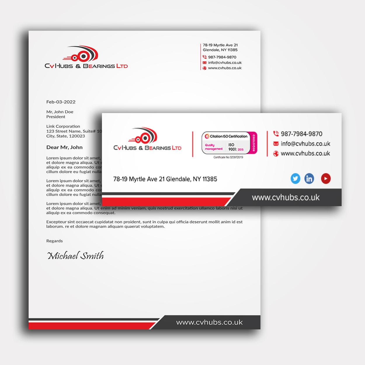 Stationery Design by sadikul islam for CV Hubs & Bearings Ltd | Design #30688624