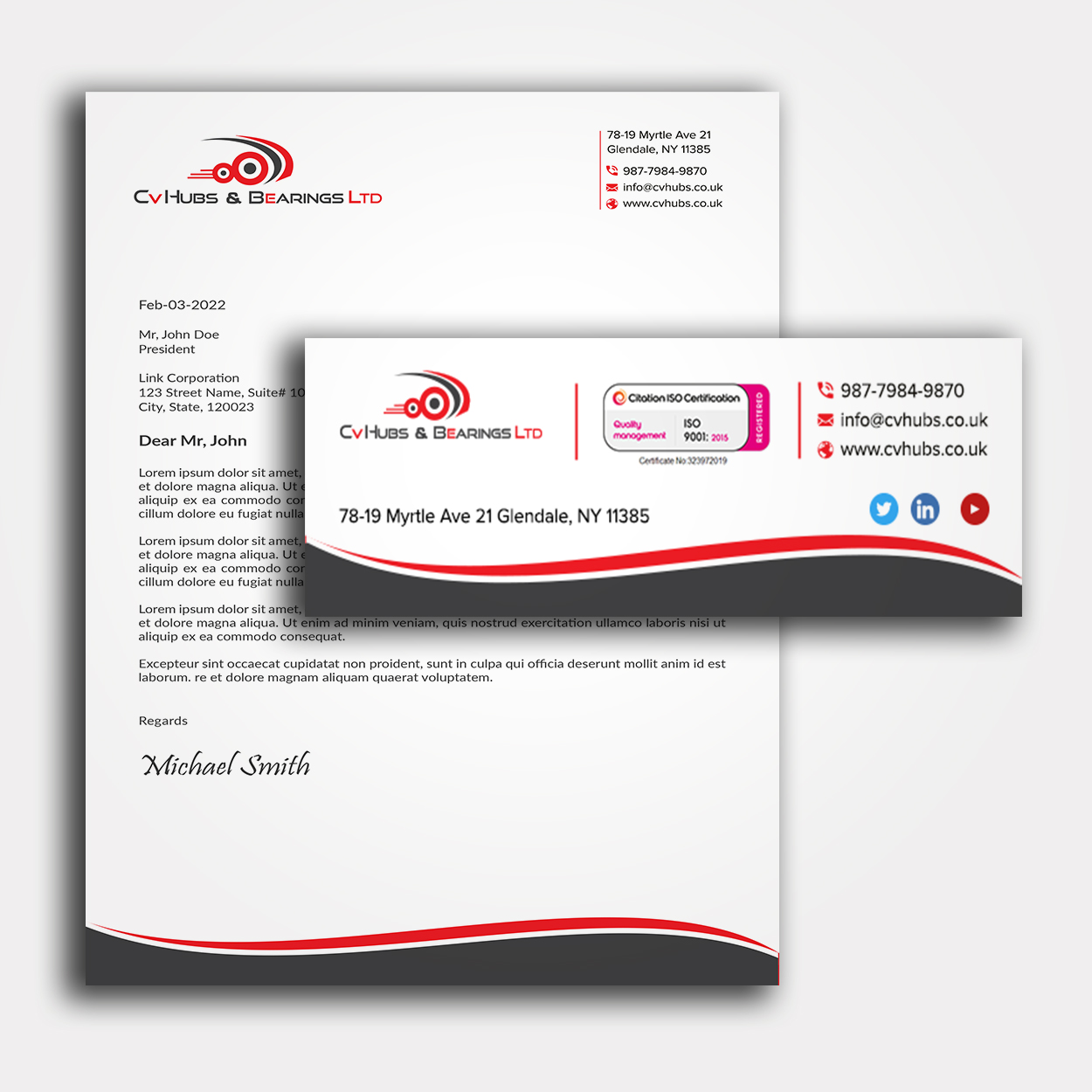 Stationery Design by sadikul islam for CV Hubs & Bearings Ltd | Design #30688625