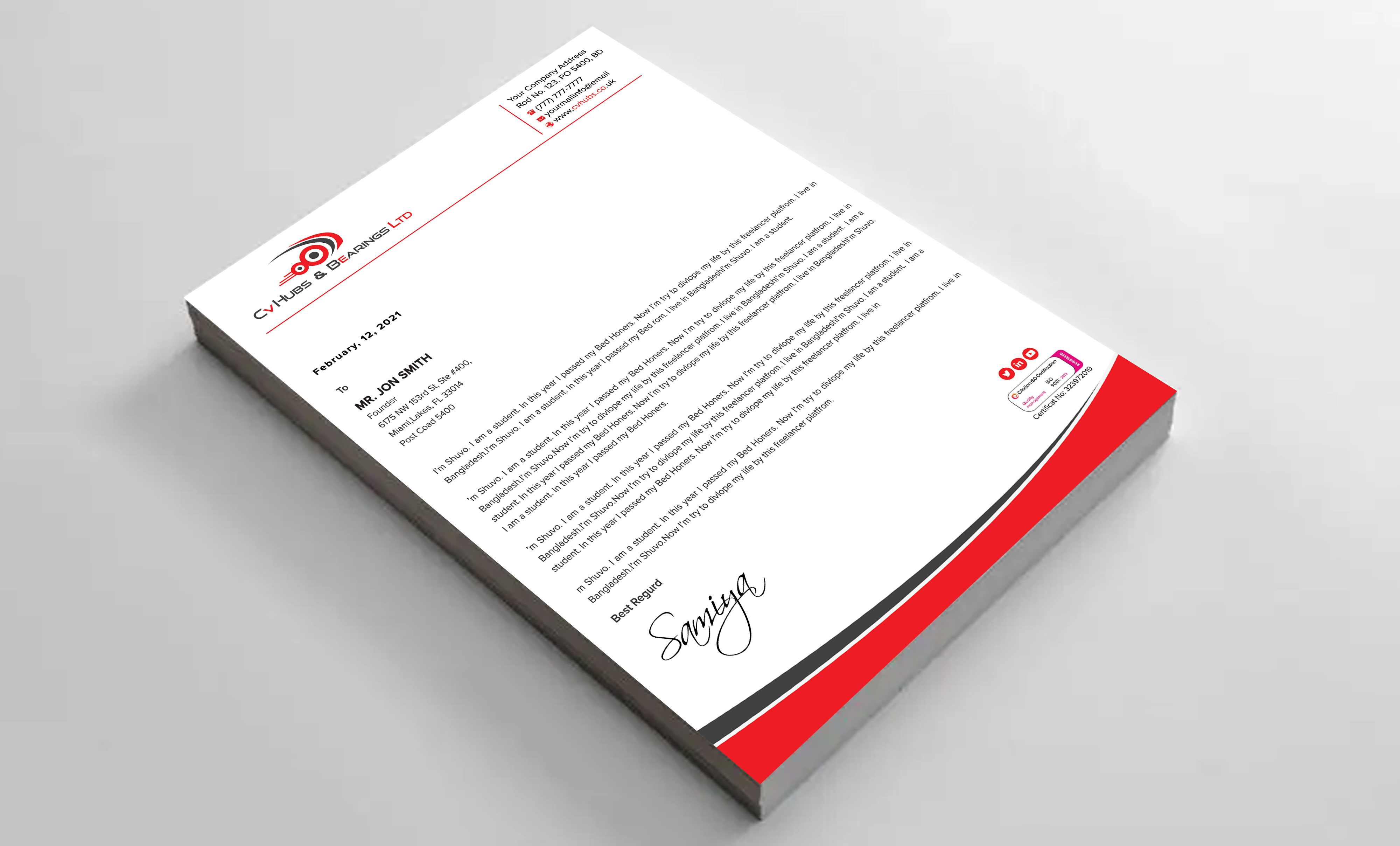 Design de Papeterie par Shuvo094 pour CV Hubs & Bearings Ltd | Design #30564443