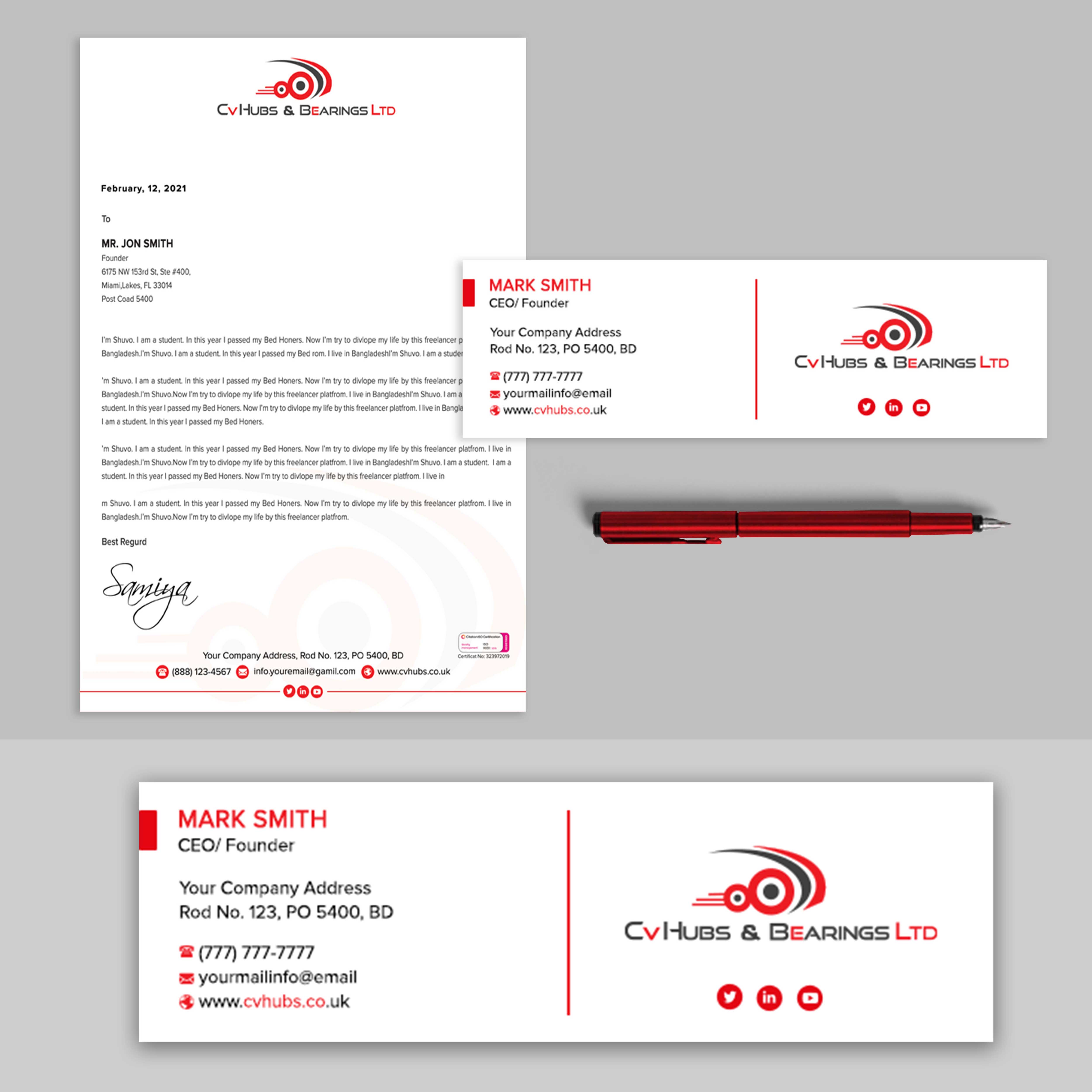 Stationery Design by Shuvo094 for CV Hubs & Bearings Ltd | Design #30569235