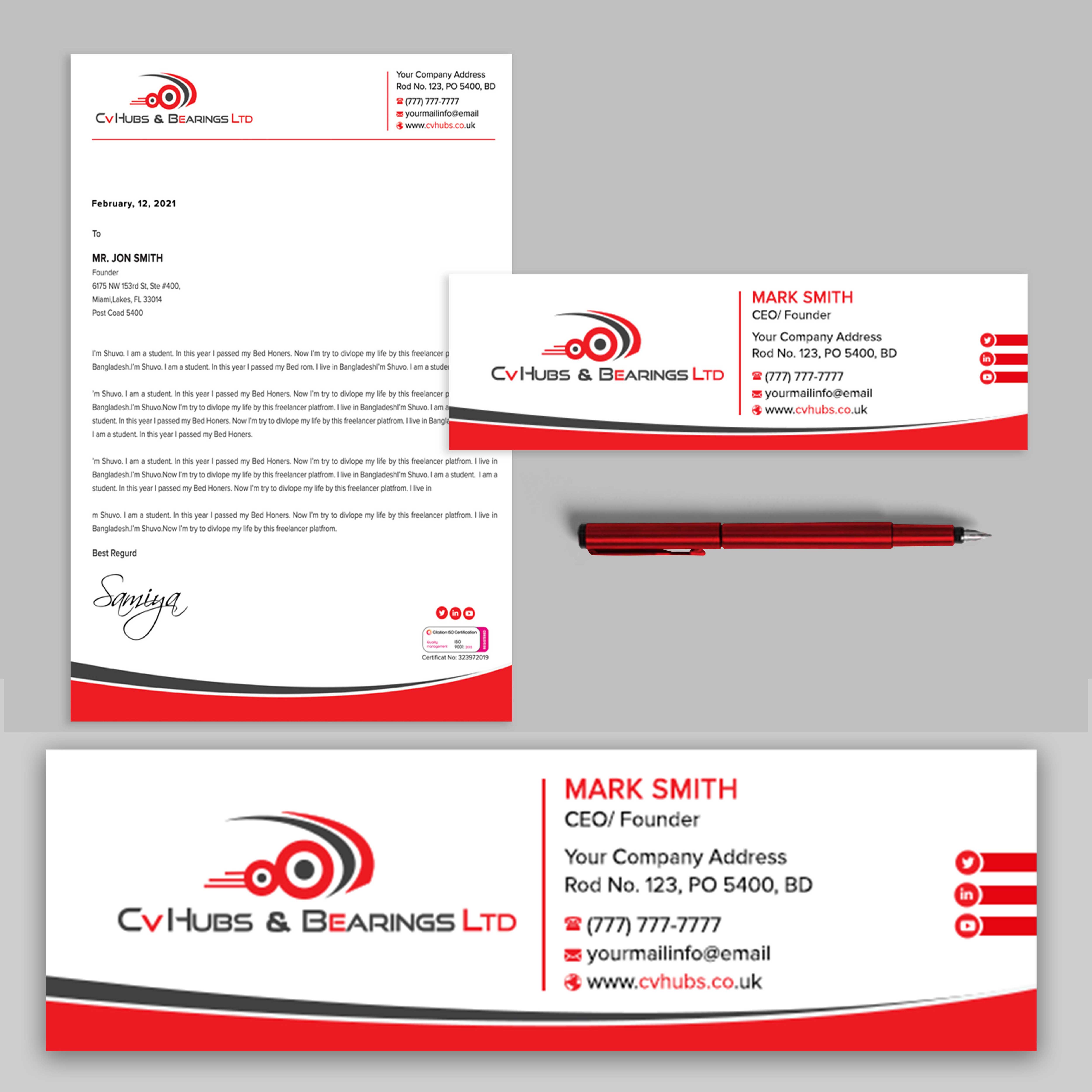 Stationery Design by Shuvo094 for CV Hubs & Bearings Ltd | Design #30569269