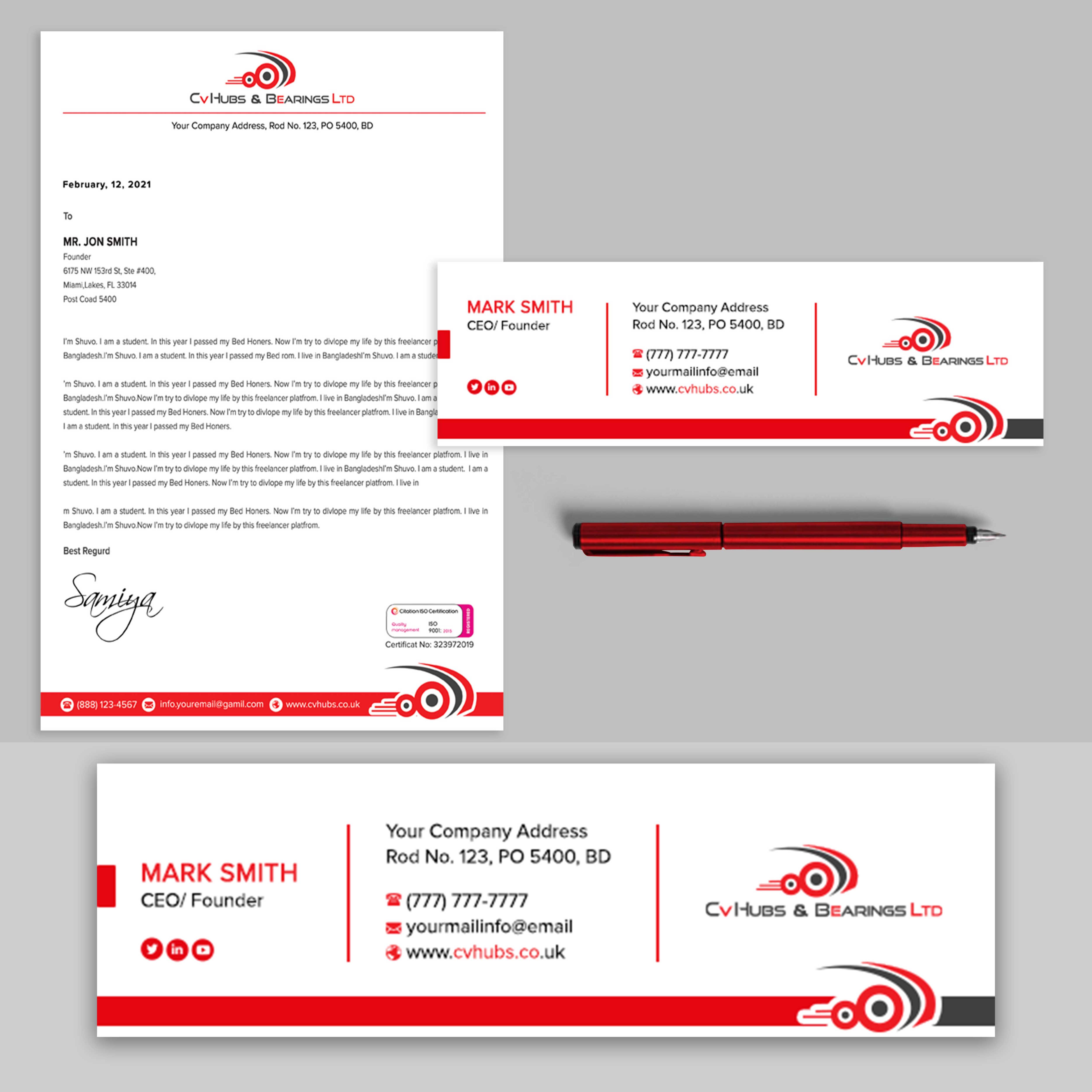 Stationery Design by Shuvo094 for CV Hubs & Bearings Ltd | Design #30569512