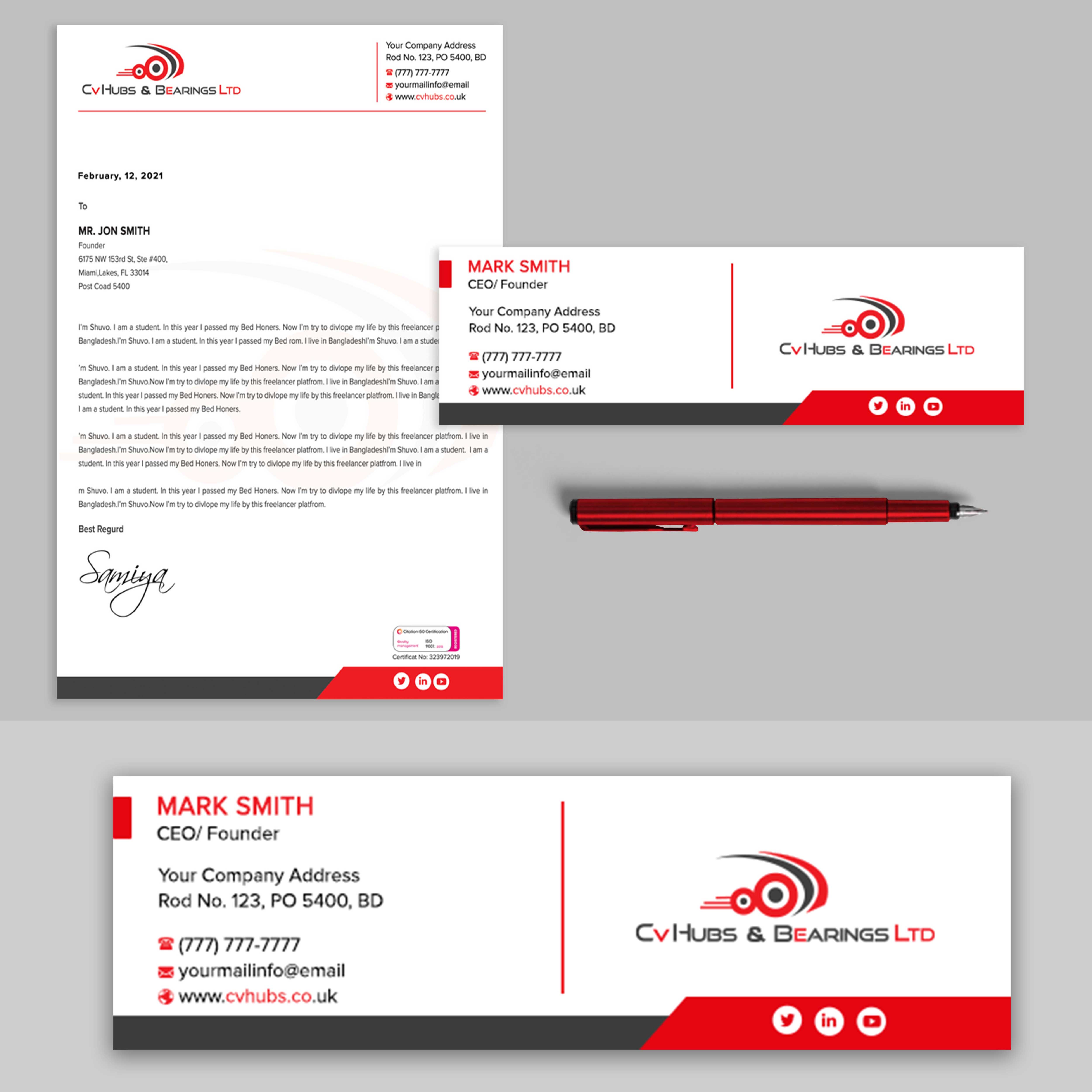 Stationery Design by Shuvo094 for CV Hubs & Bearings Ltd | Design #30569661