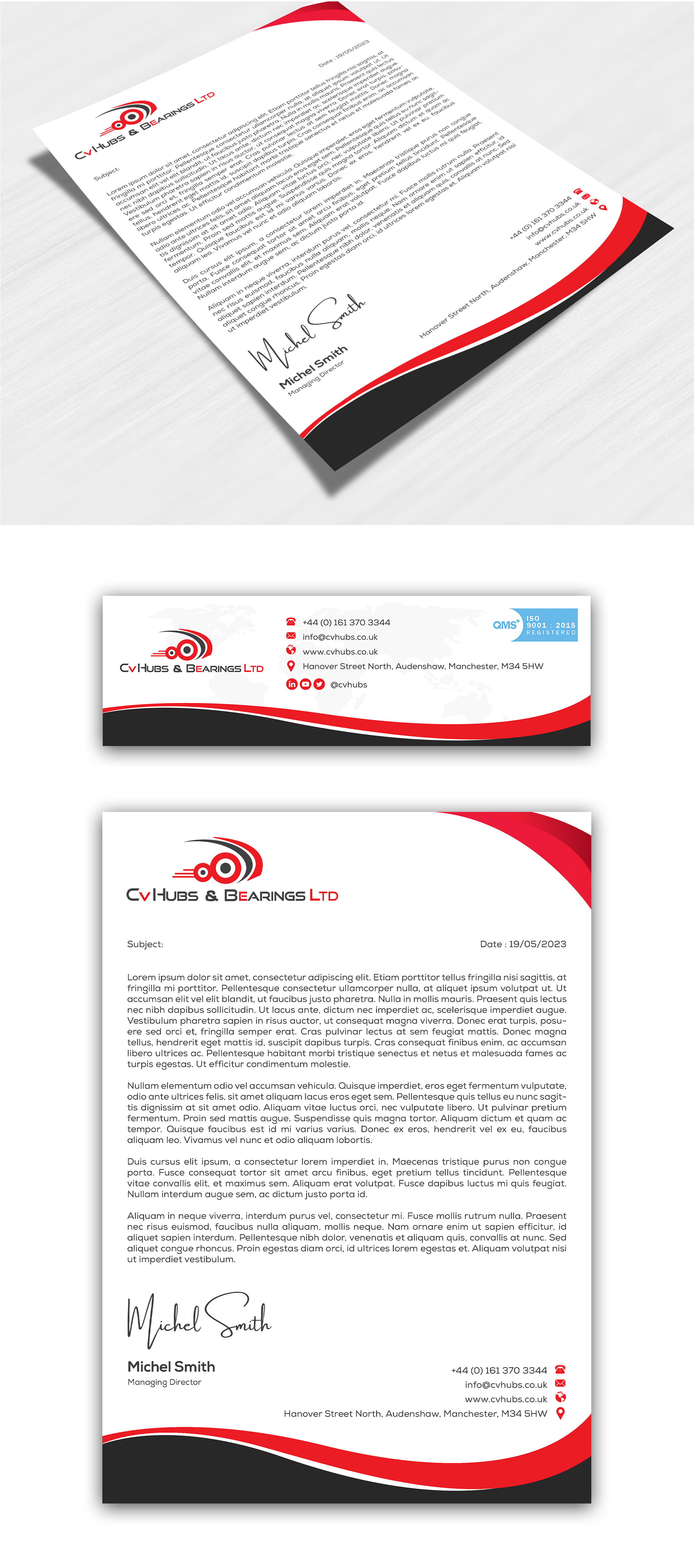Stationery Design by Design Athics for CV Hubs & Bearings Ltd | Design #30563267