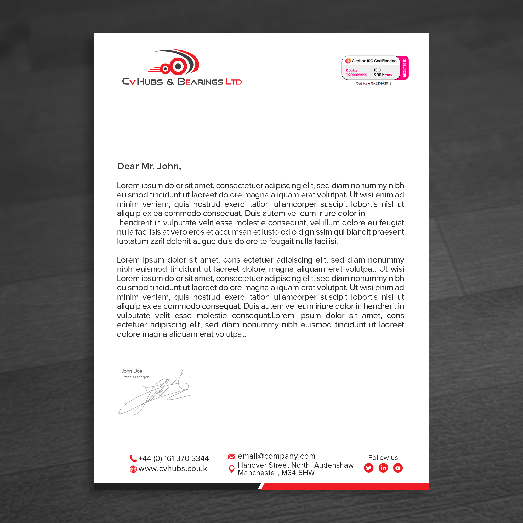 Stationery Design by WellDesign for CV Hubs & Bearings Ltd | Design #30556613