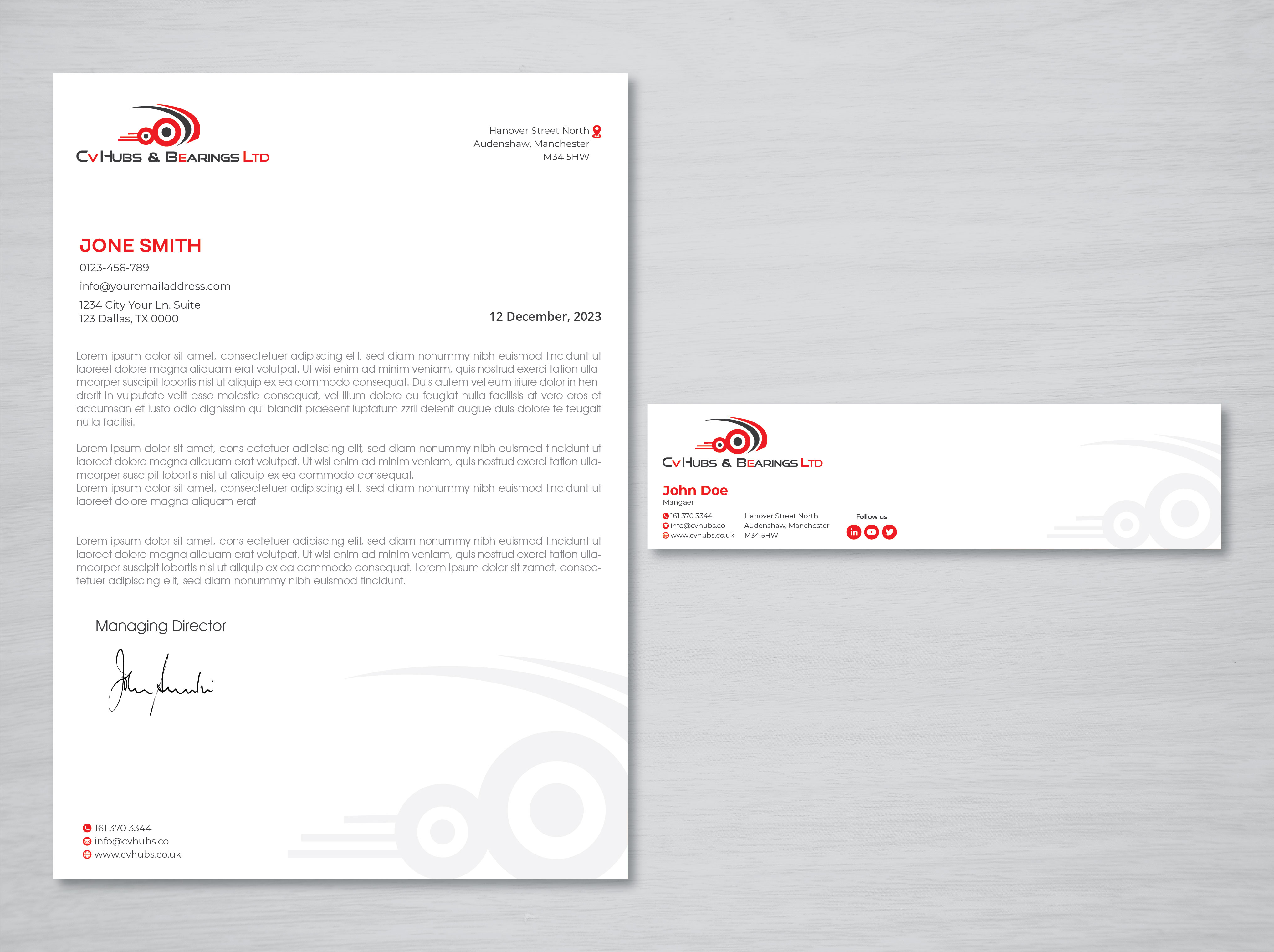 Stationery Design by artbitin for CV Hubs & Bearings Ltd | Design: #30555467