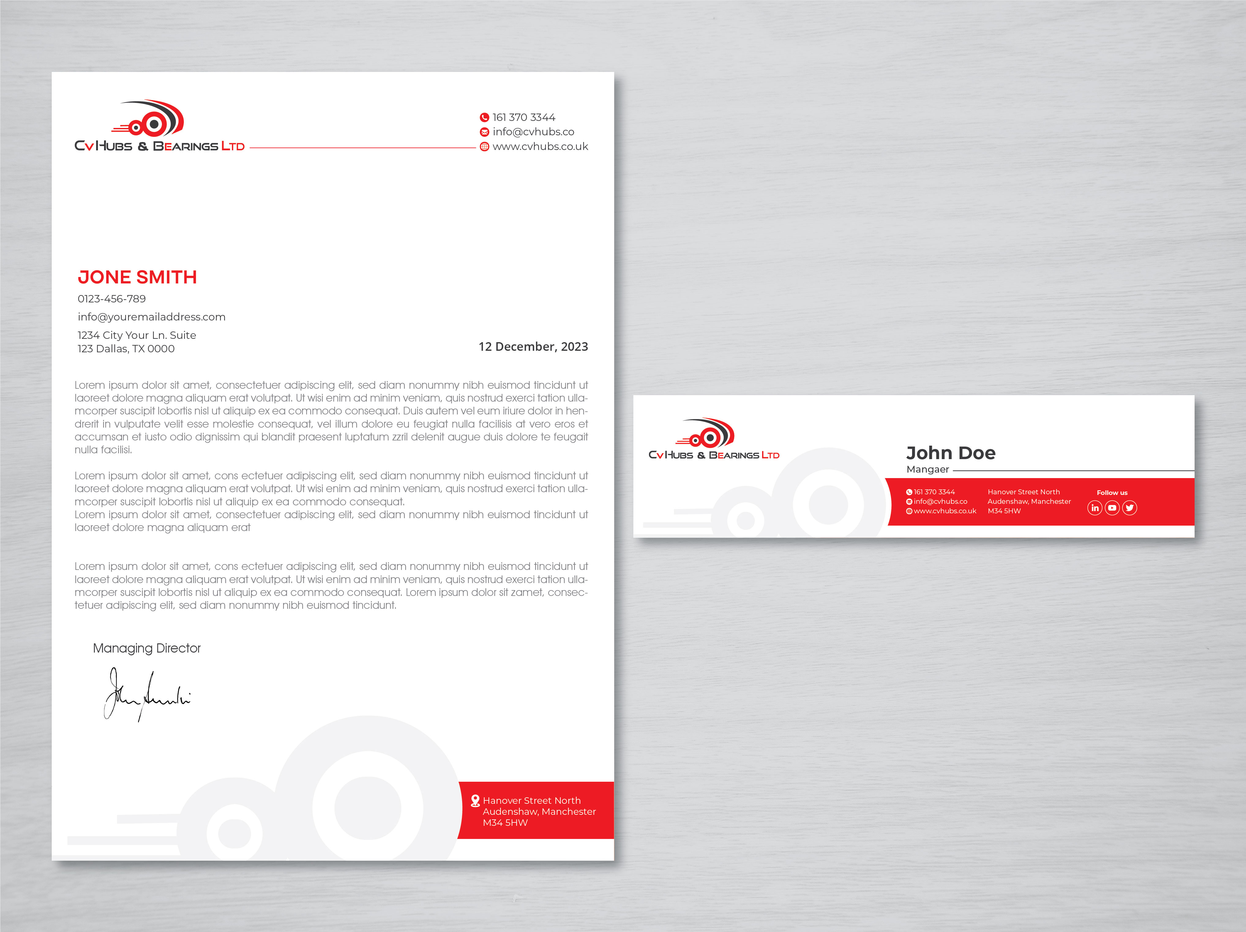 Stationery Design by artbitin for CV Hubs & Bearings Ltd | Design #30555468