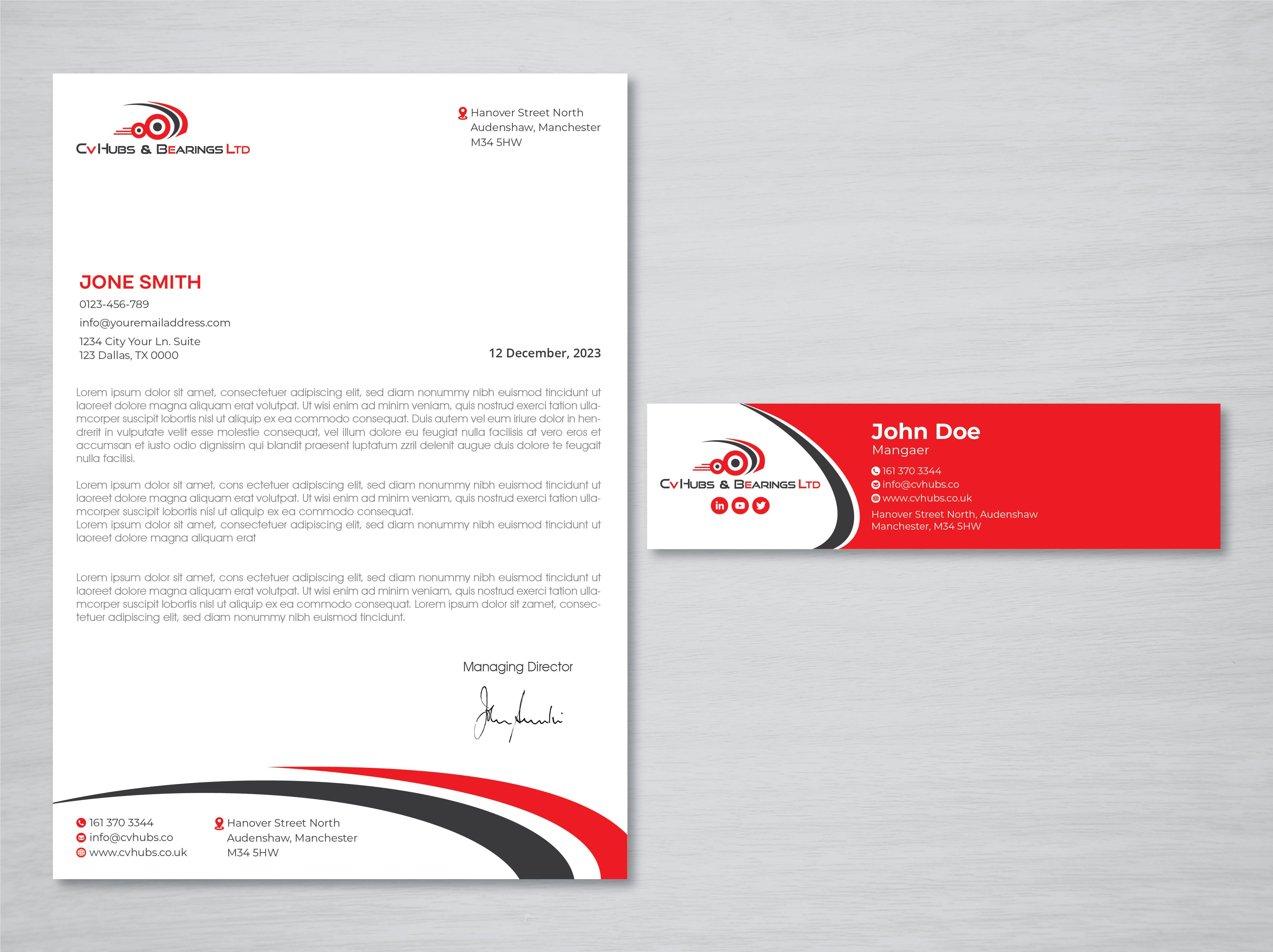 Stationery Design by artbitin for CV Hubs & Bearings Ltd | Design #30555469