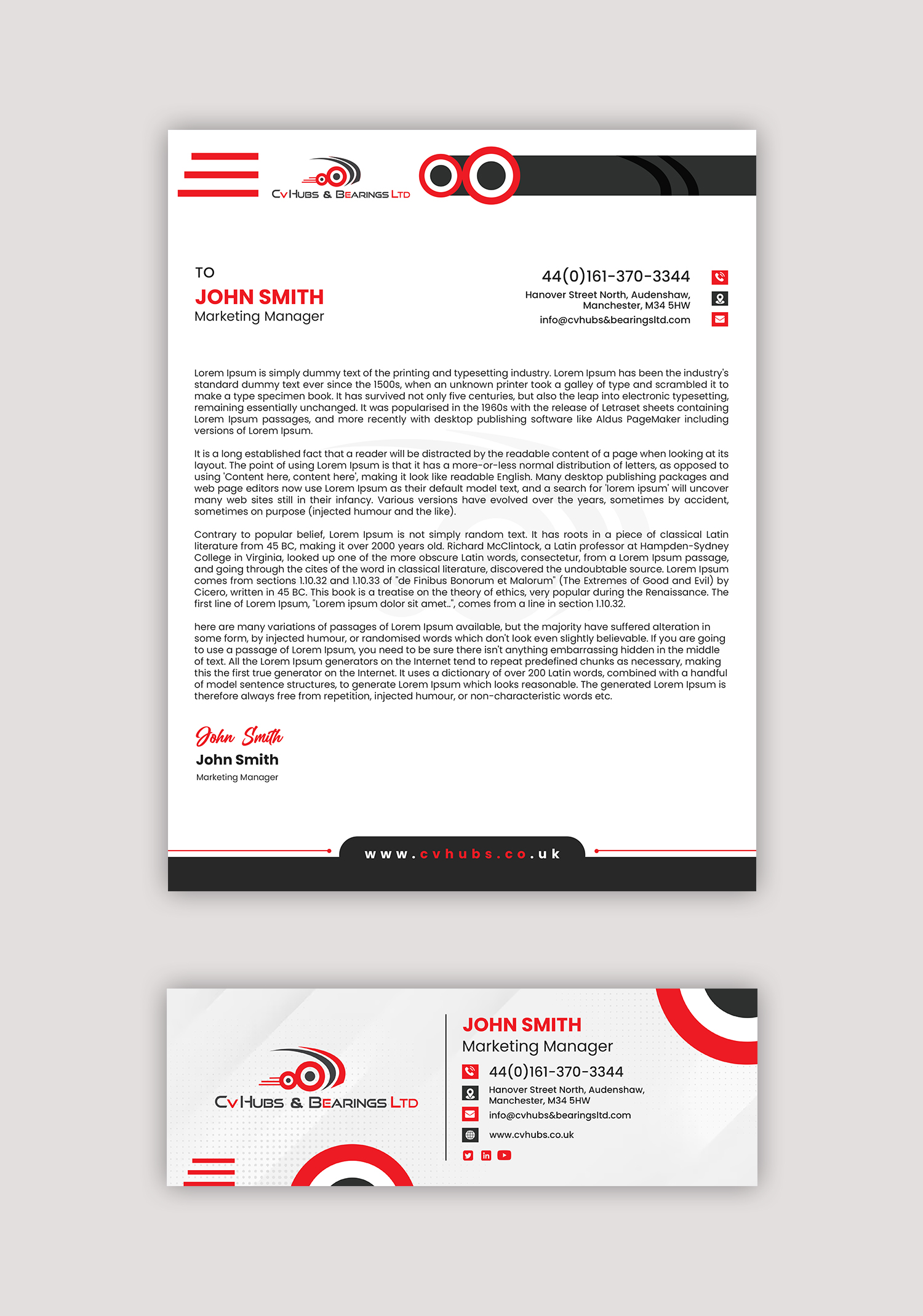 Stationery Design by debdesign for CV Hubs & Bearings Ltd | Design #30585738