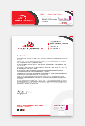 Stationery Design by debdesign for CV Hubs & Bearings Ltd | Design: #30586078