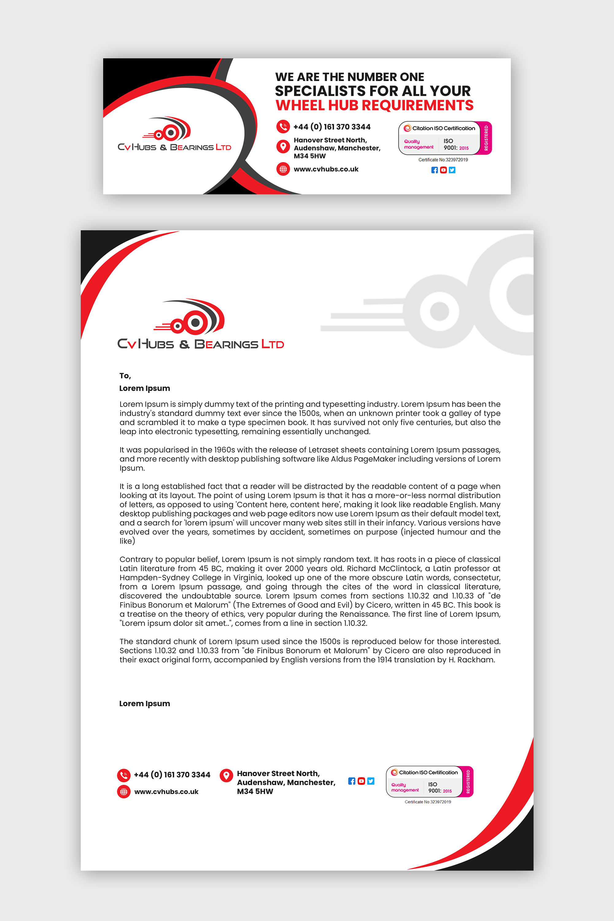 Stationery Design by debdesign for CV Hubs & Bearings Ltd | Design #30588425