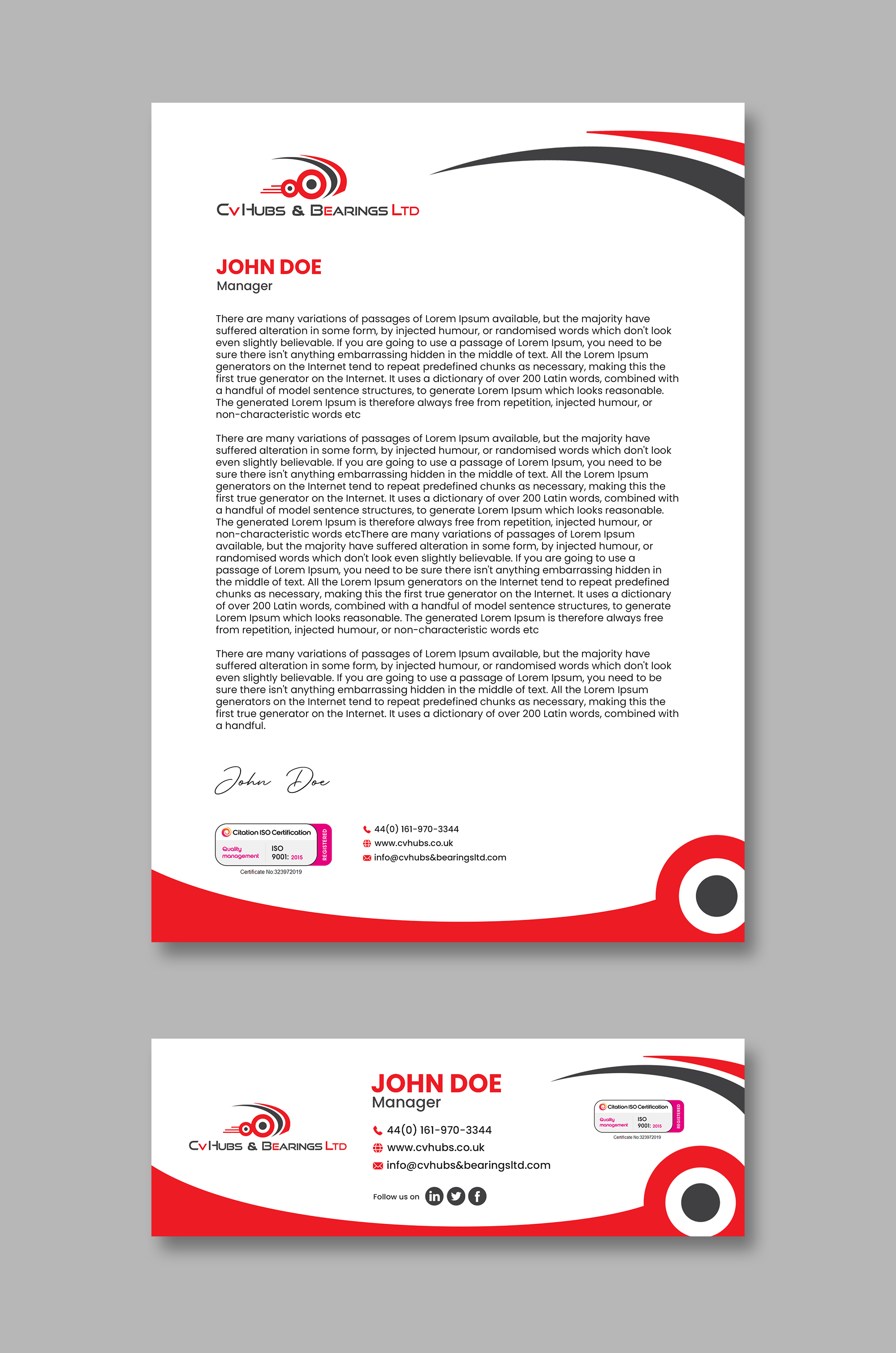 Stationery Design by debdesign for CV Hubs & Bearings Ltd | Design #30590254