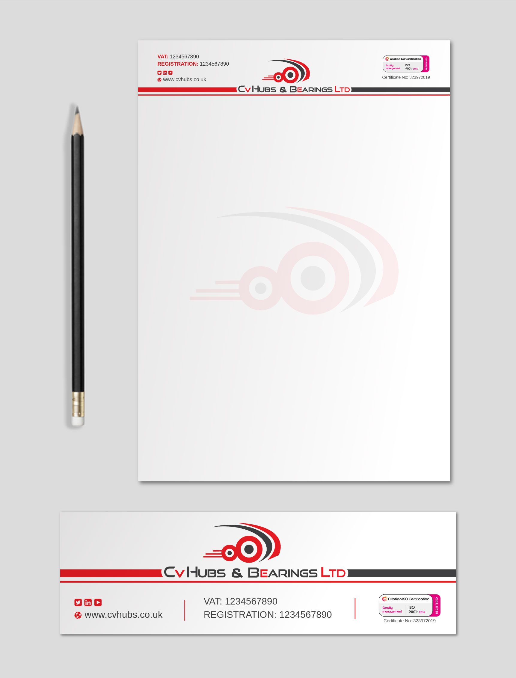 Schreibwaren-Design von LAXMI DESIGNHUB für CV Hubs & Bearings Ltd | Design #30555453